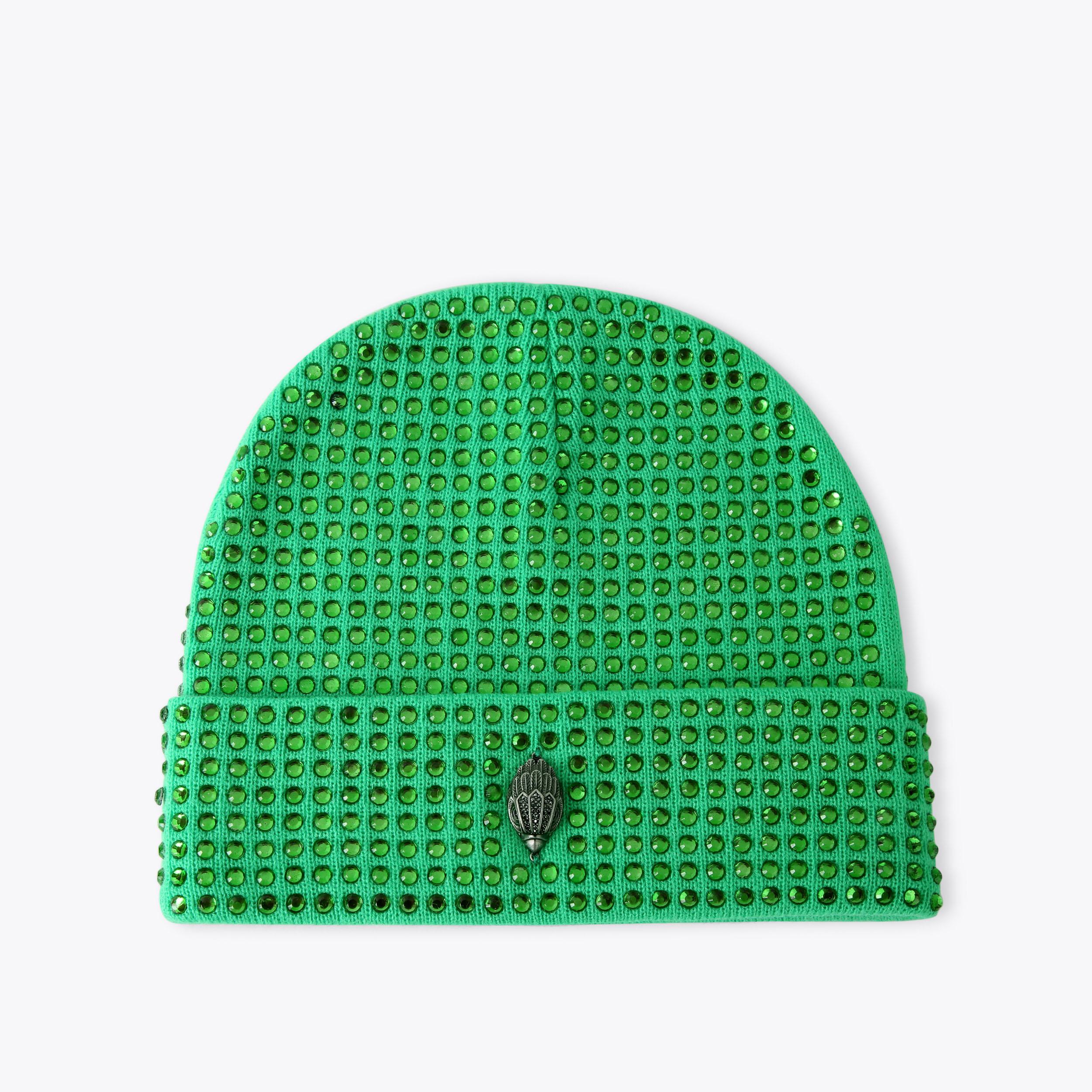 CRYSTAL EAGLE BEANIE Green Crystal Beanie Hat by KURT GEIGER  display picture 1
