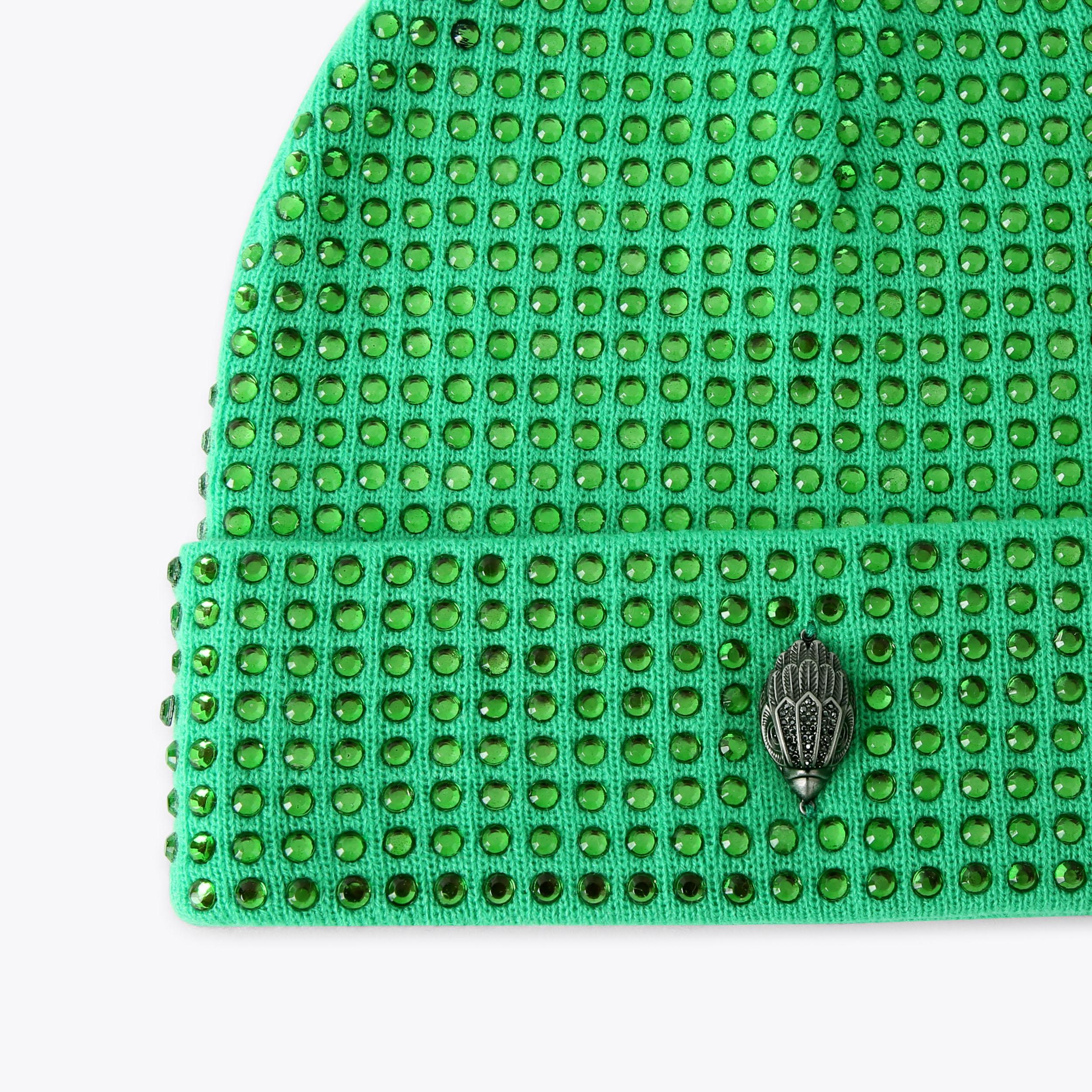 CRYSTAL EAGLE BEANIE Green Crystal Beanie Hat by KURT GEIGER  display picture 2
