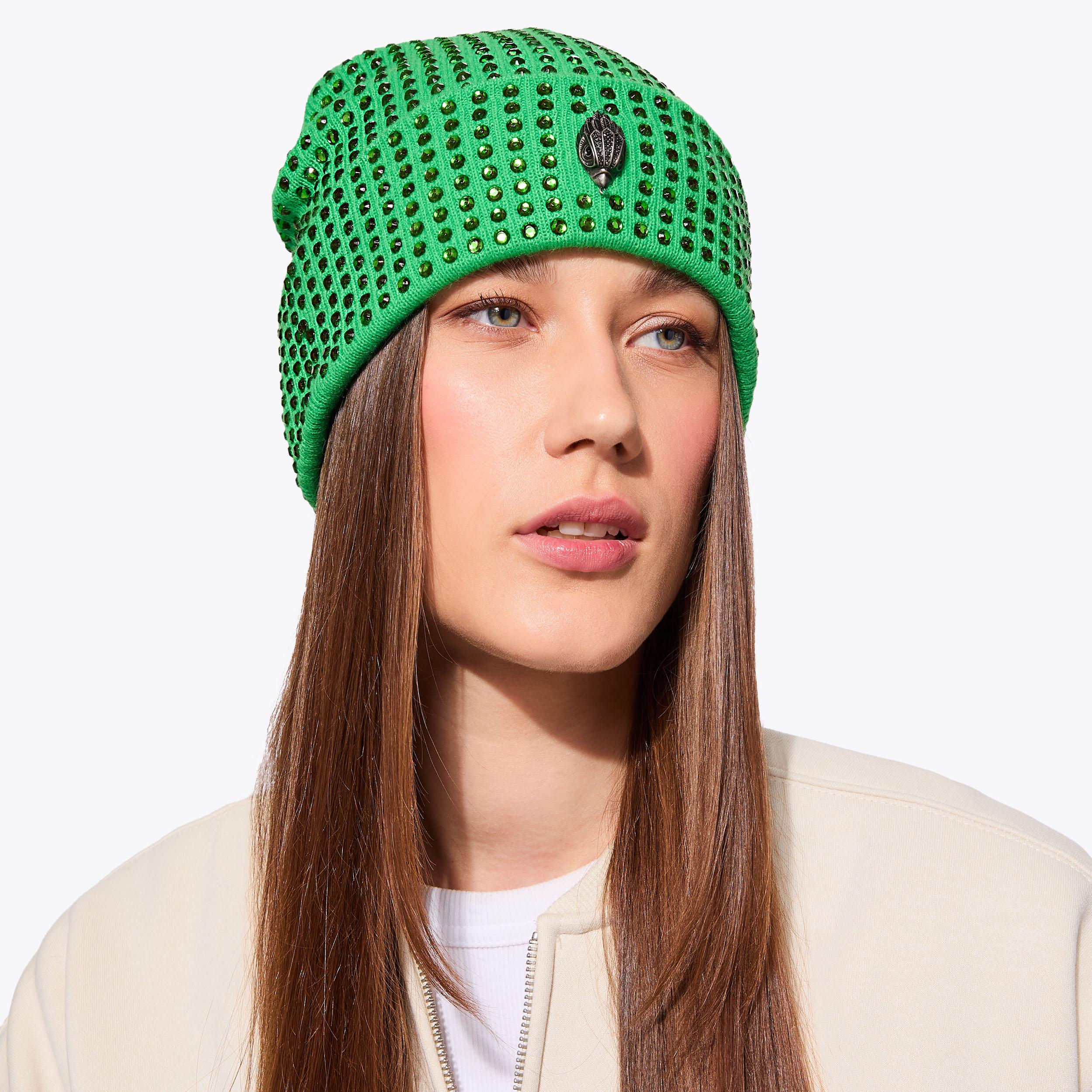 CRYSTAL EAGLE BEANIE Green Crystal Beanie Hat by KURT GEIGER 