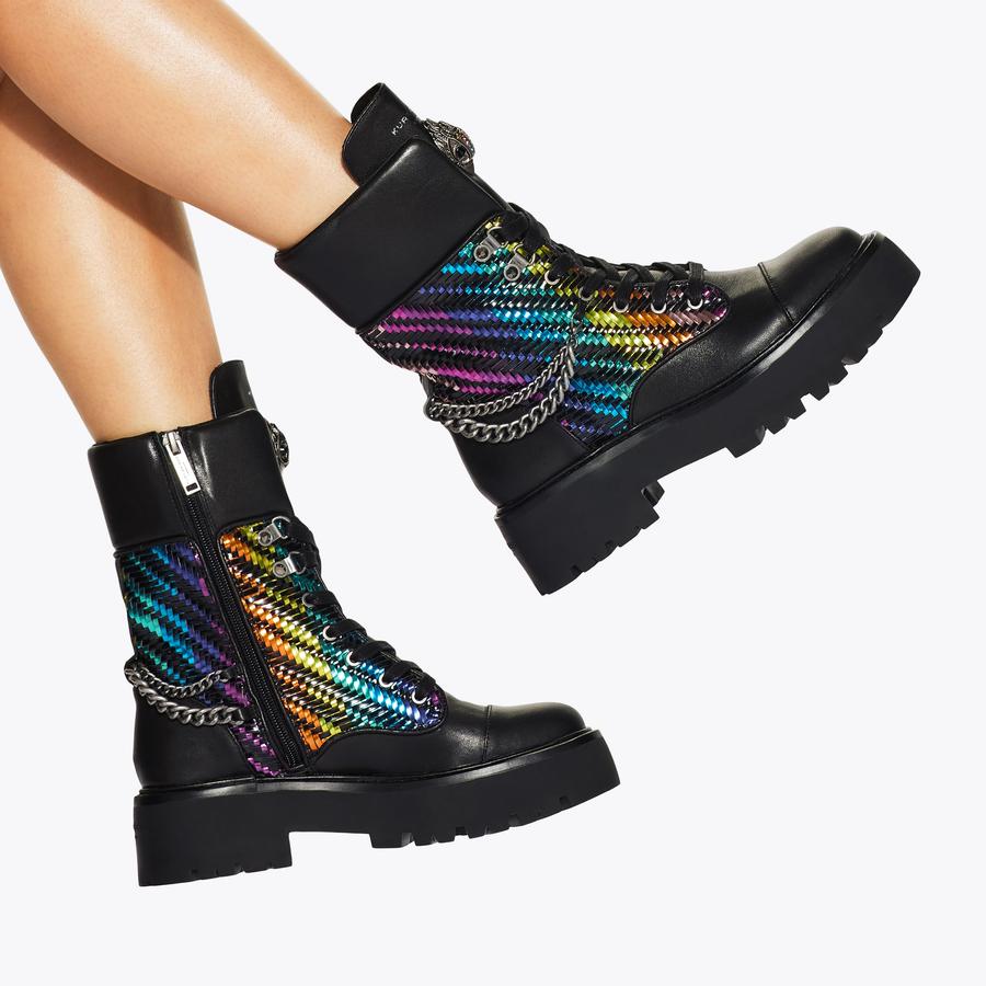 KENSINGTON COMBAT BOOT Rainbow Woven Combat Boot by KURT GEIGER LONDON