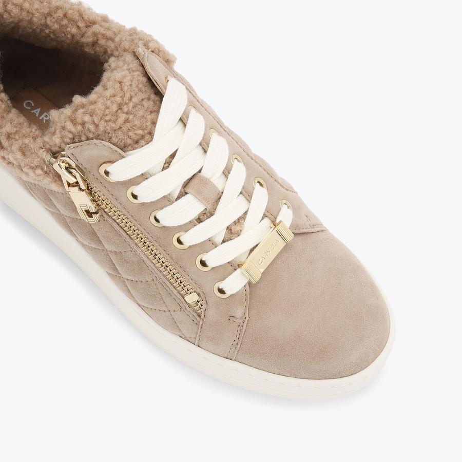 靴 SHEER NY TAFFETA SKIN COVERED TRAINER DREAM 2 Taupe Textured Trainer by CARVELA