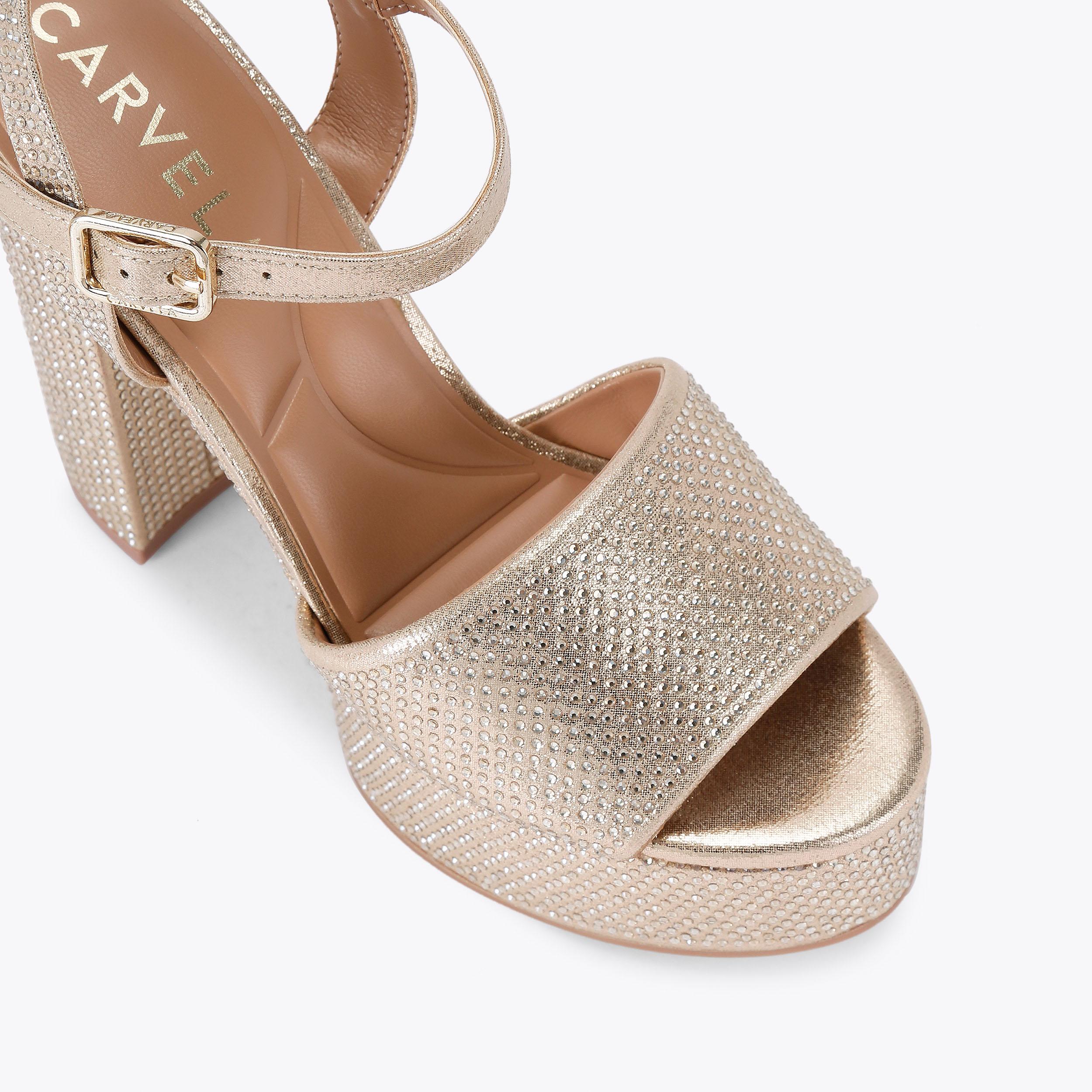 SKY HIGH Gold Fabric Platform Heels by CARVELA