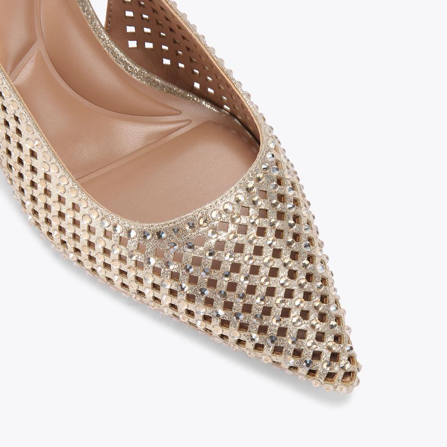 LAZER SLING Gold Laser Cut Slingback Heel by CARVELA LAZER SLING Gold Laser Cut Slingback Heel by CARVELA
