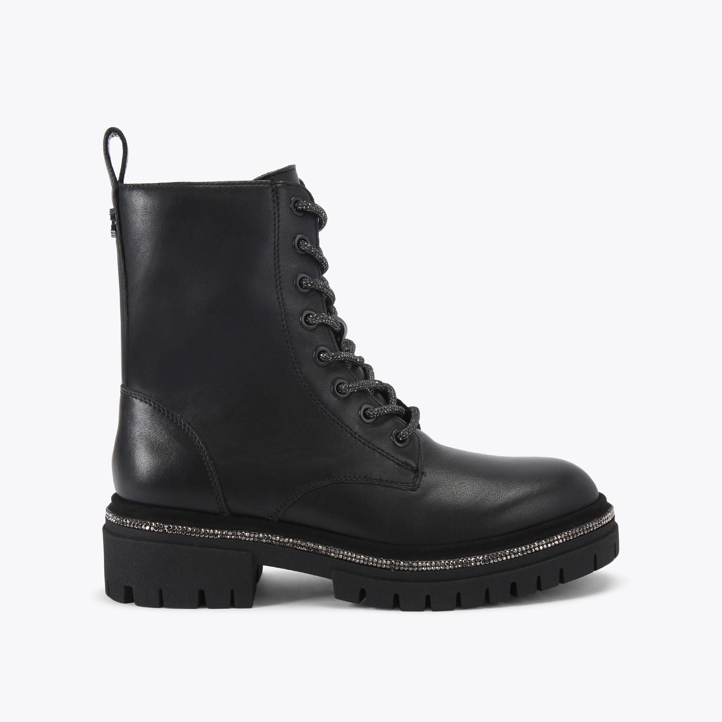 carvela by kurt geiger DAZZLE LACE UP Black Leather Glitter Laces by CARVELA
