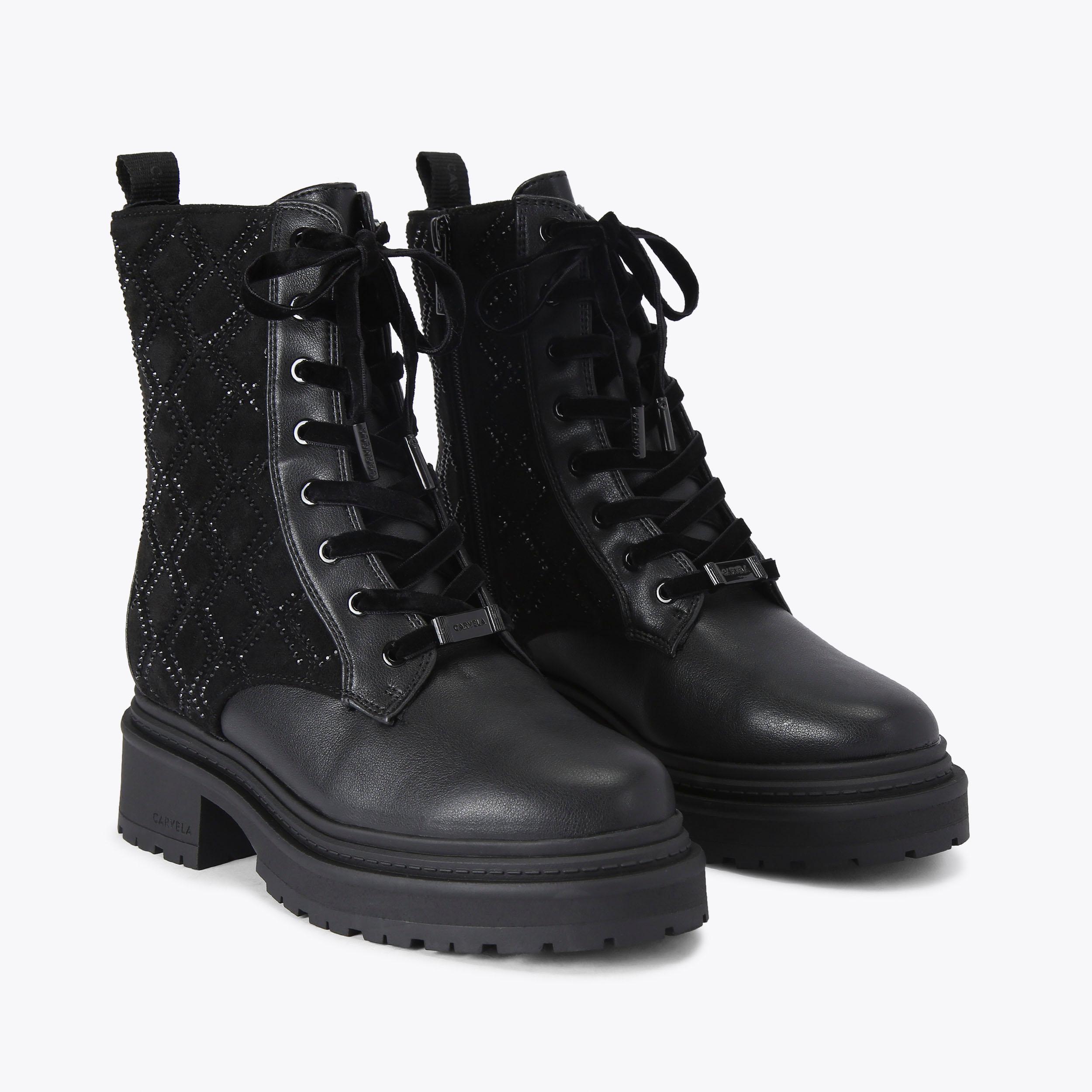 SHOW STOMPER Black Diamond Crystal Boot by CARVELA