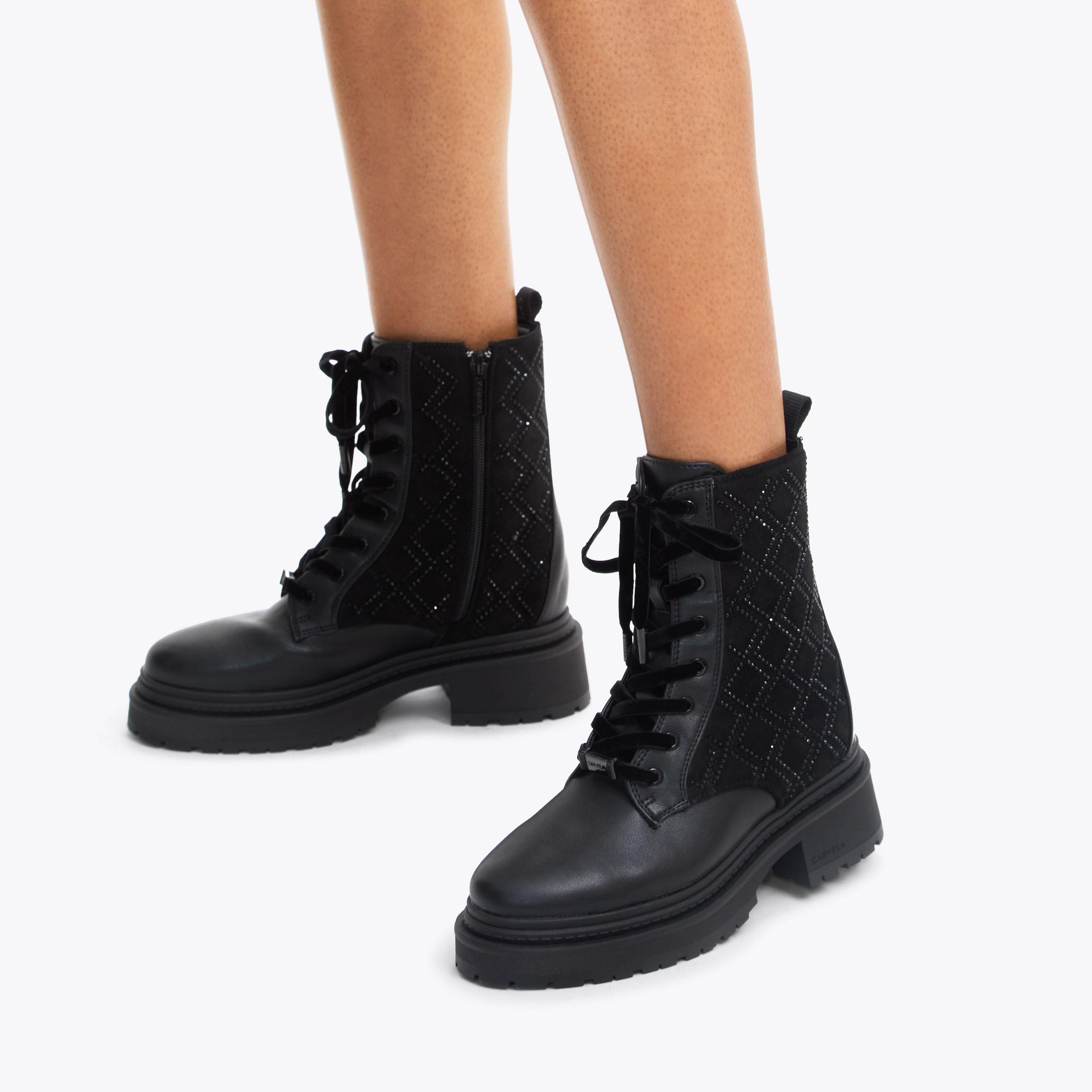 SHOW STOMPER Black Diamond Crystal Boot by CARVELA