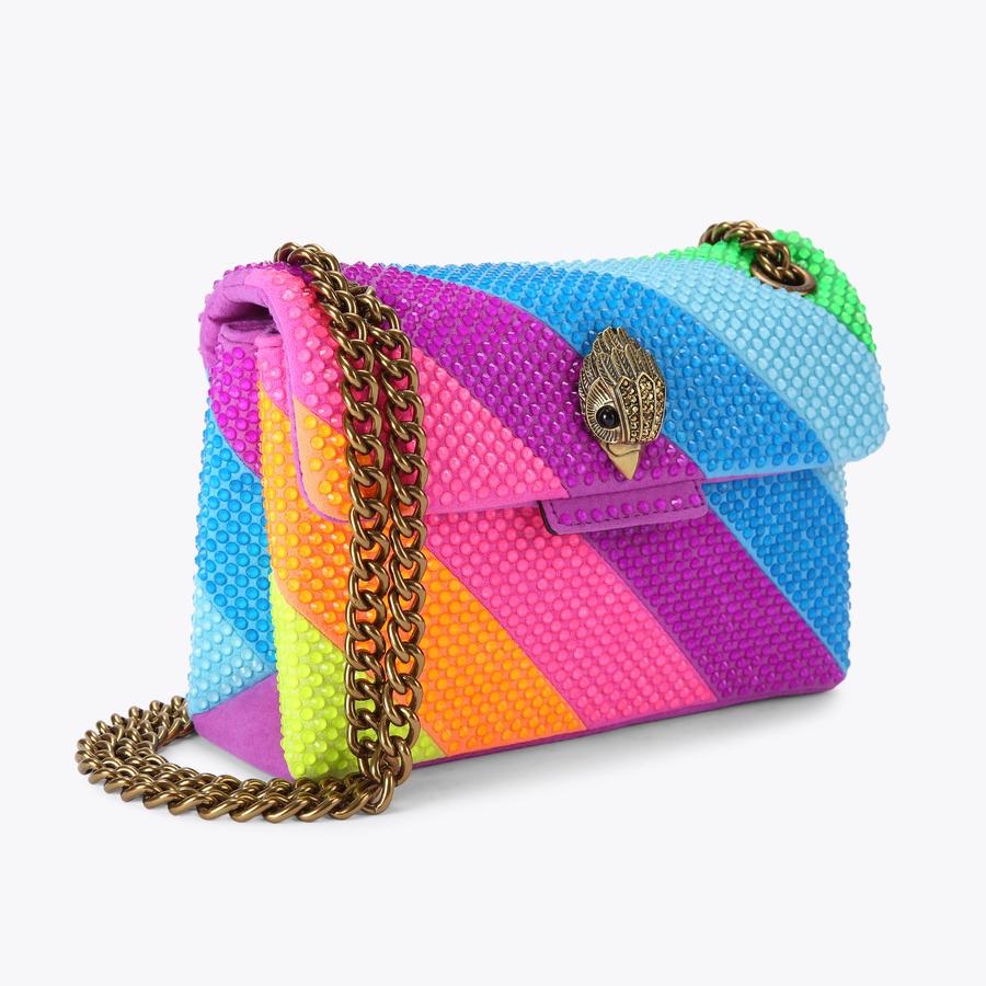 FABRIC MINI KENSINGTON L Neon Crystal Stripe Cross Body Bag