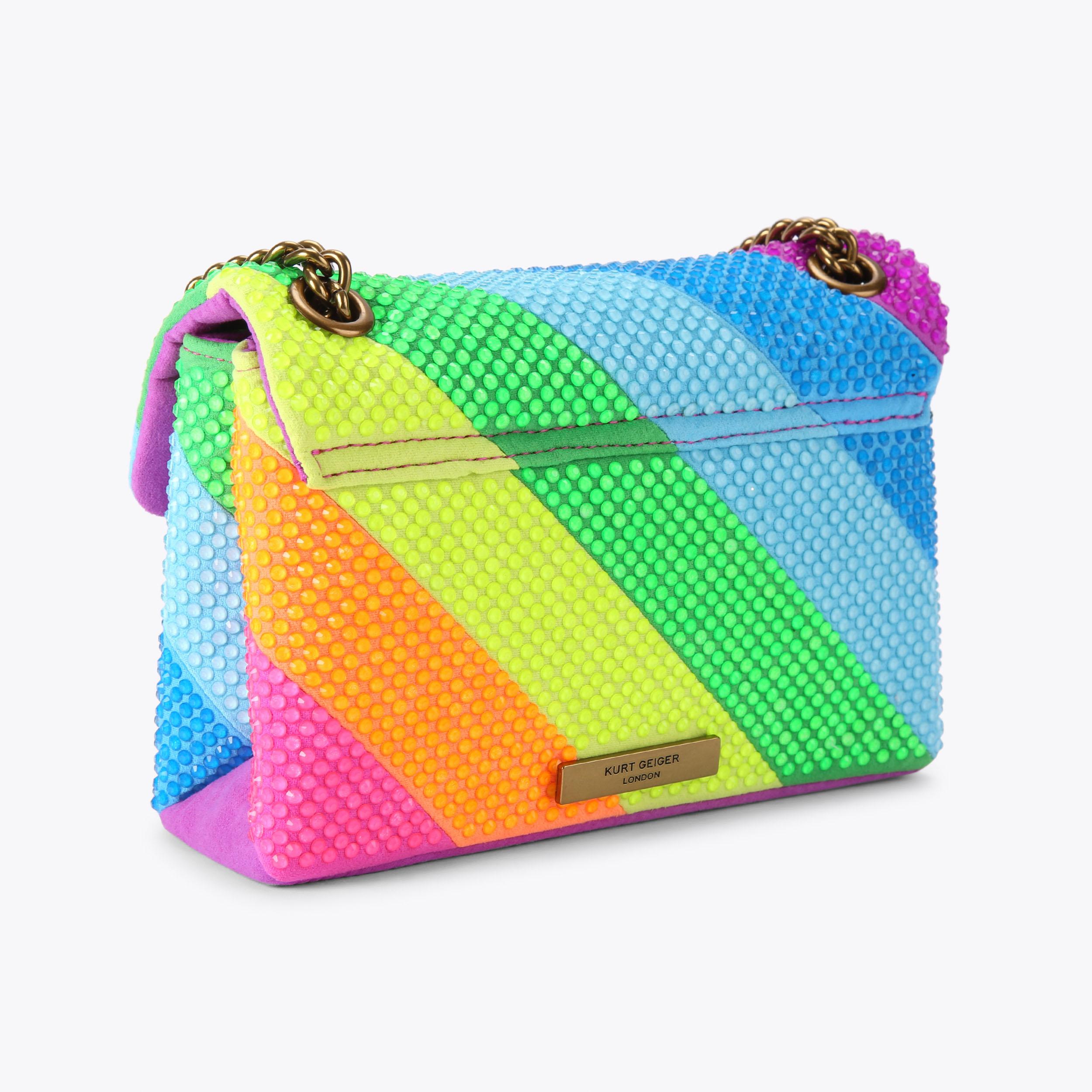FABRIC MINI KENSINGTON L Neon Crystal Stripe Cross Body Bag  display picture 1