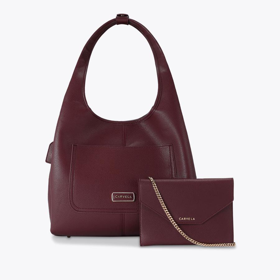 MILANO Wine Arched Shoulder Bag by CARVELA