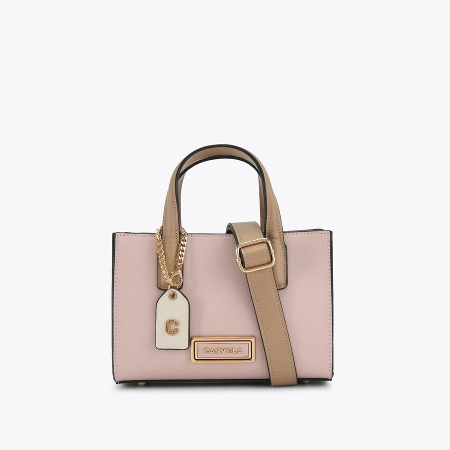 ROMA CROSSBODY Pale Pink Textured Mini Bag by CARVELA