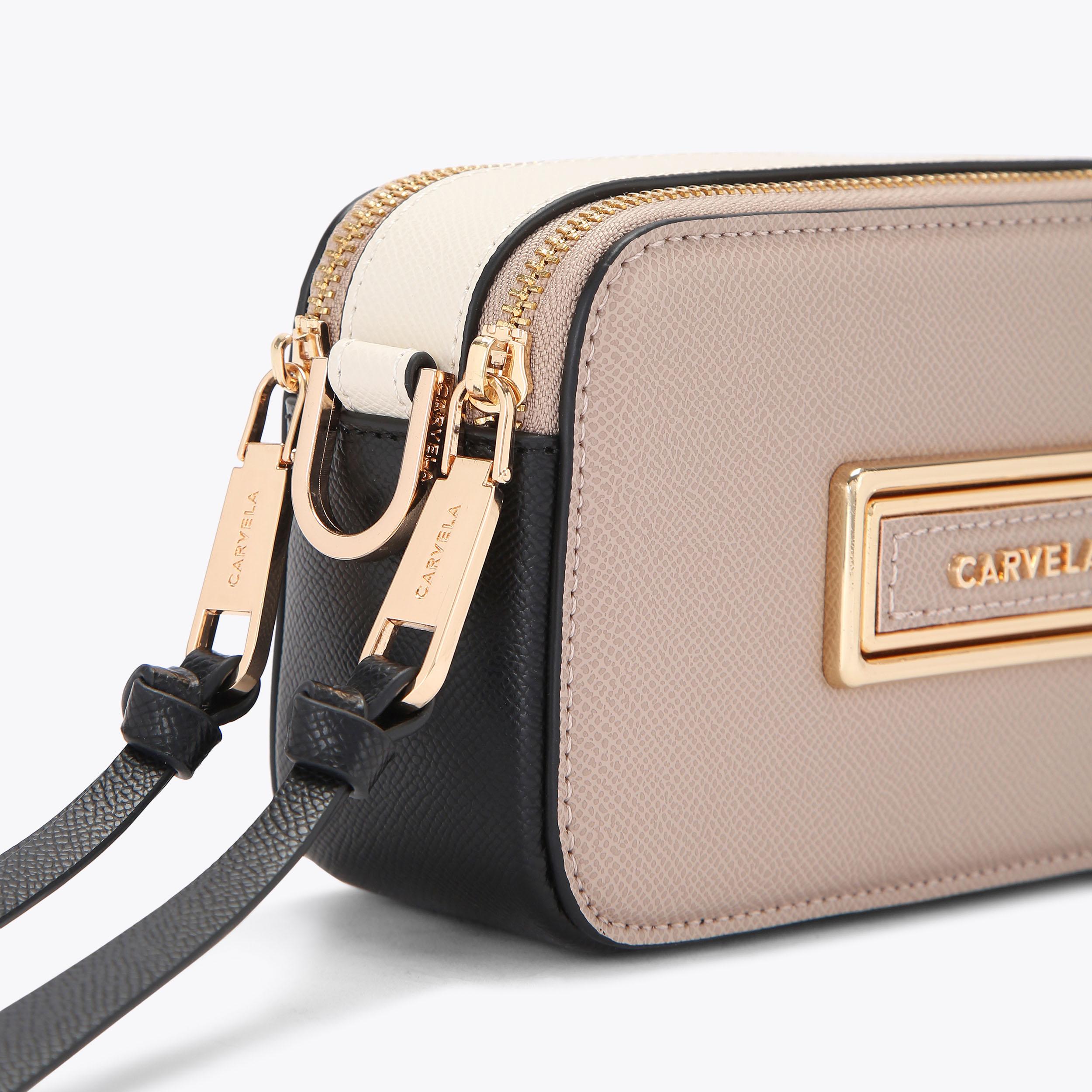 MINI ROMA RECTANGLE Taupe Camera Bag by CARVELA