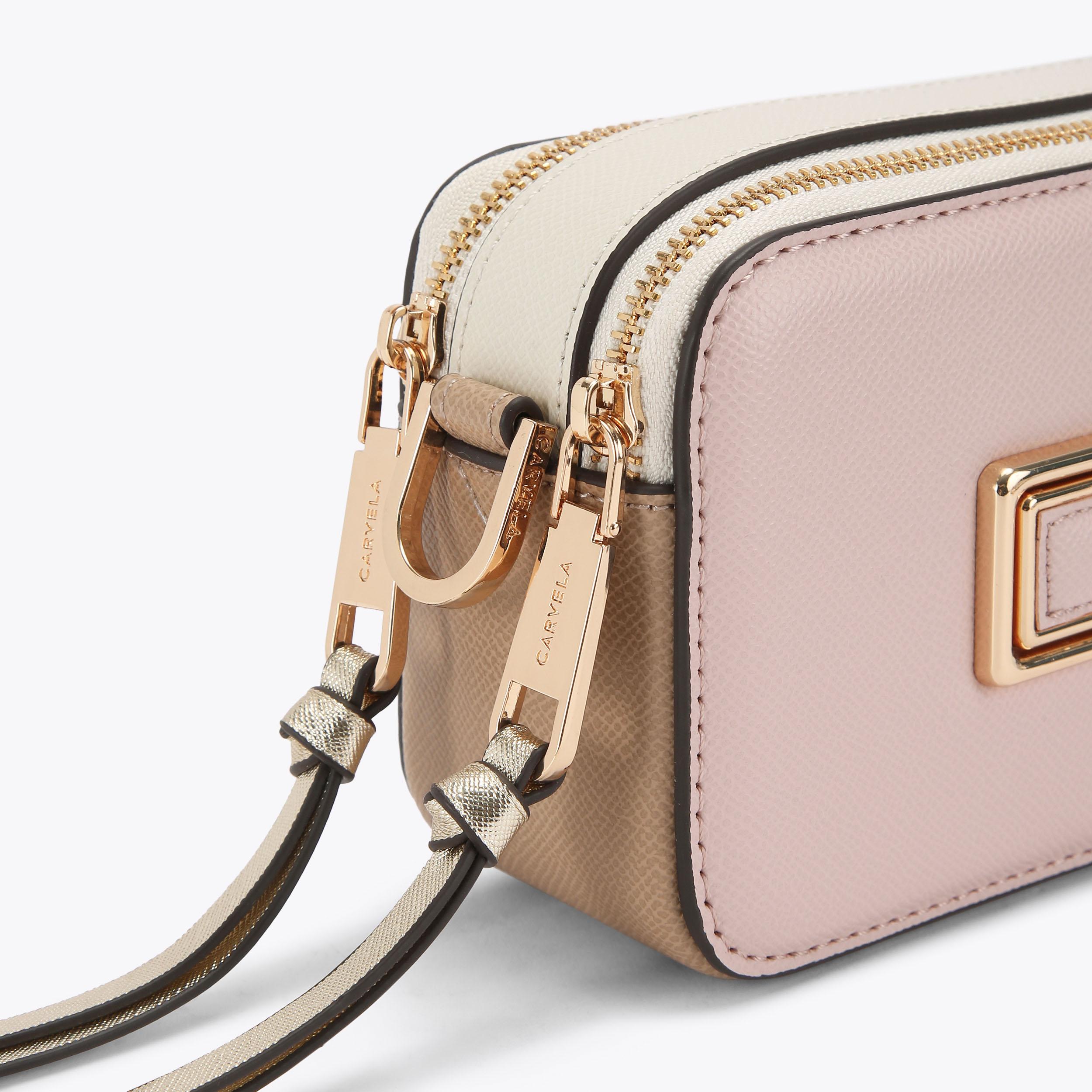 MINI ROMA RECTANGLE Pale Pink Rectangle Cross Body Bag by CARVELA
