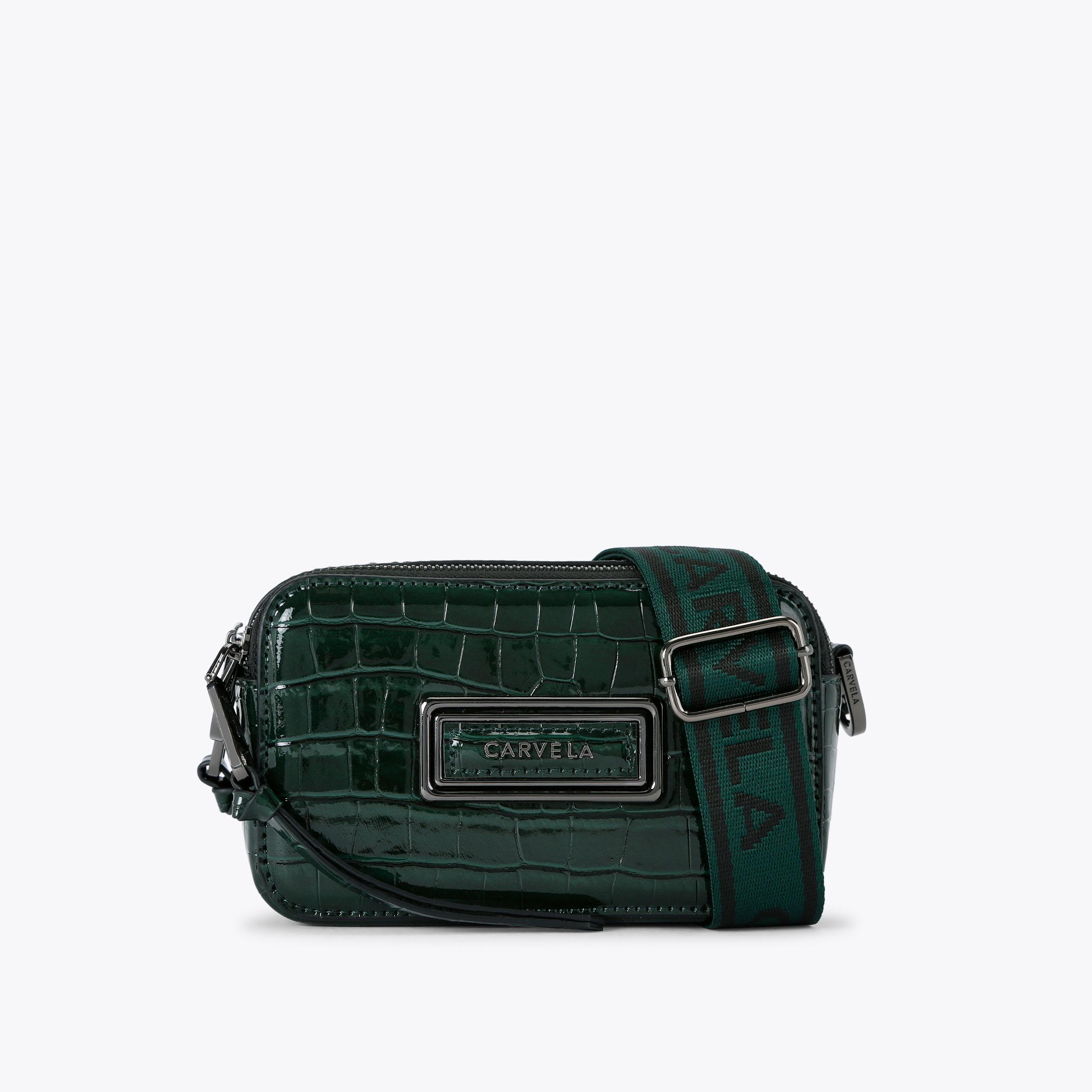 carvela by kurt geiger MINI ROMA RECTANGLE Green Croc Cross Body Bag by CARVELA