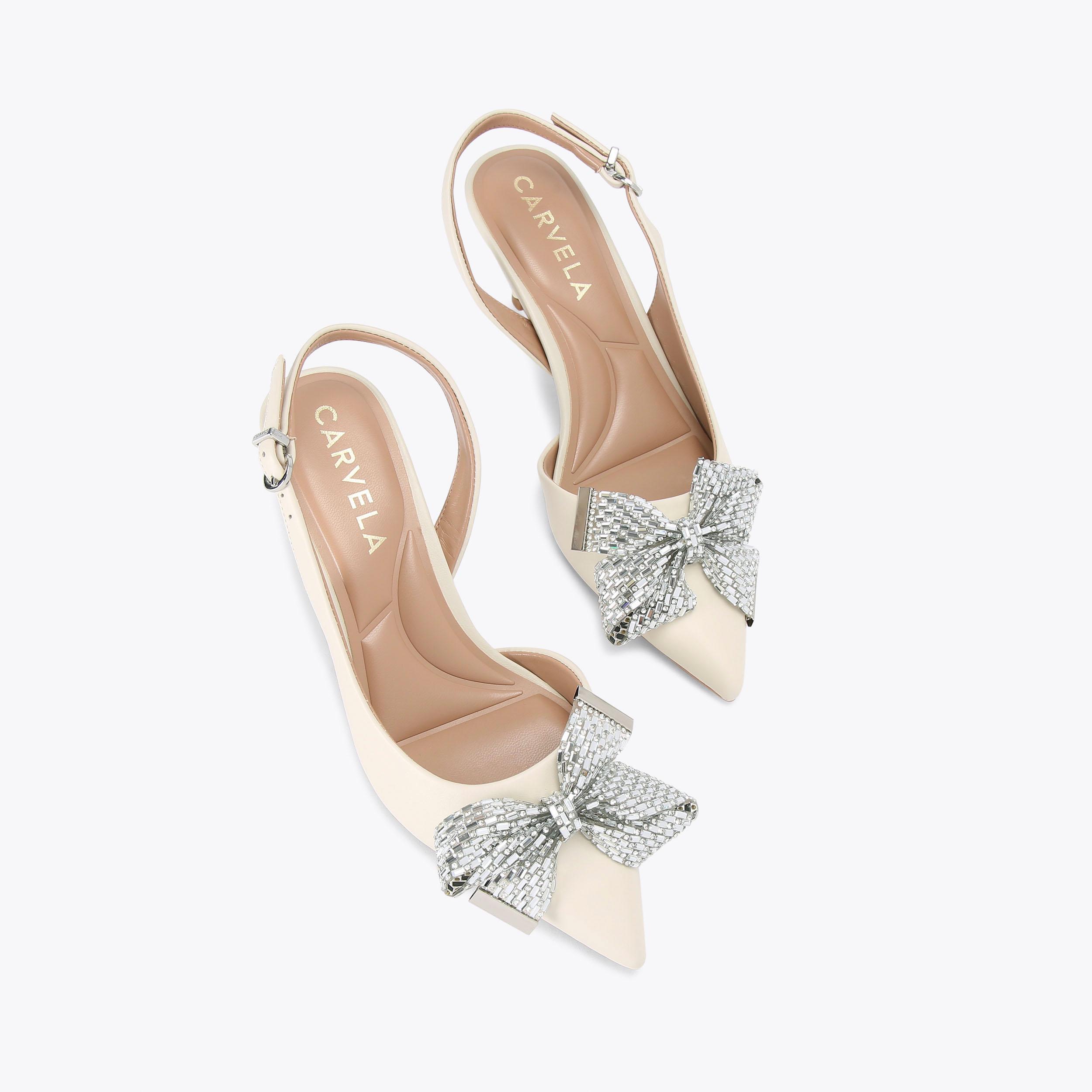 REGAL BOW SLING 2 Bone Leather Slingback Heel by CARVELA