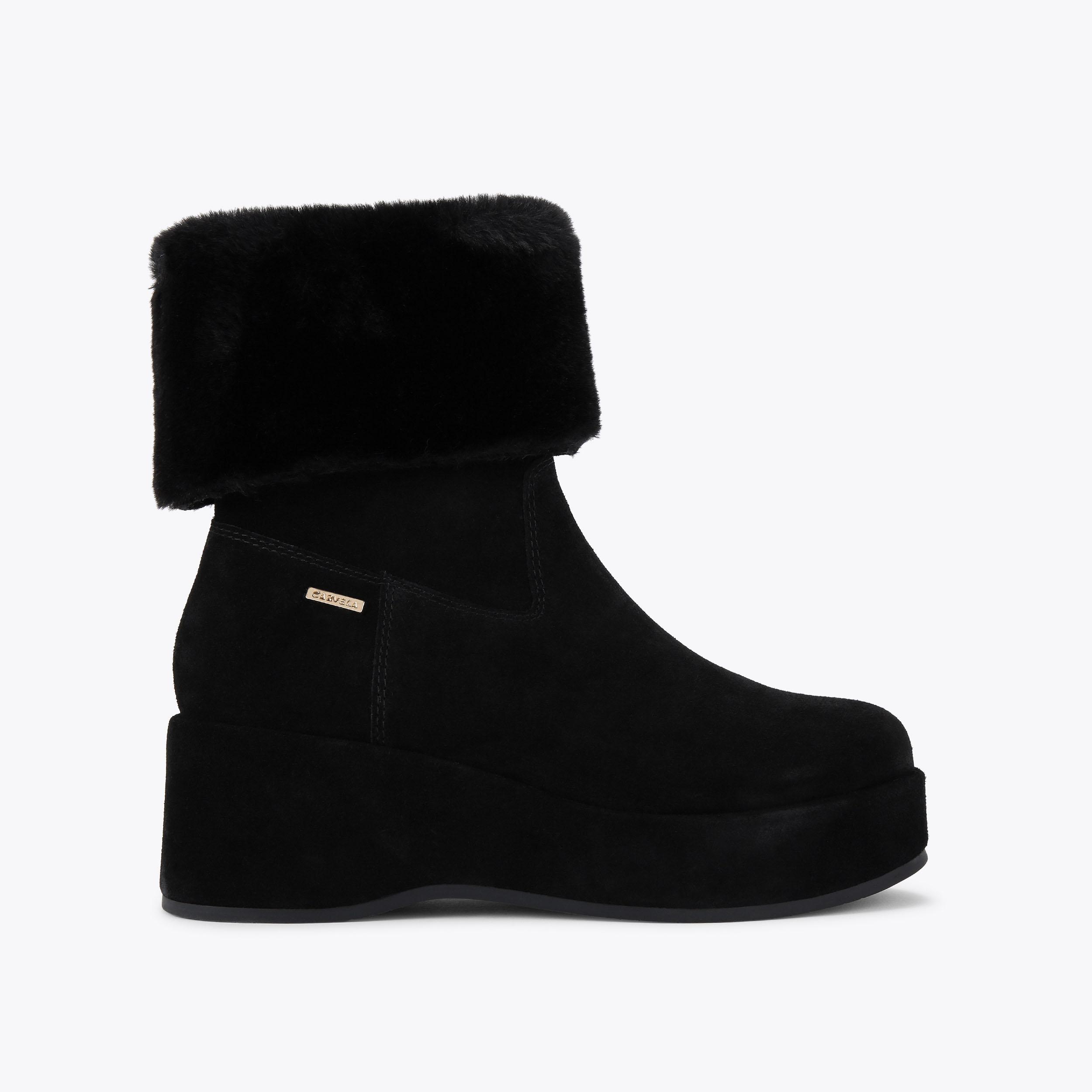 APRES FUR Black Suede Ankle Boot by CARVELA