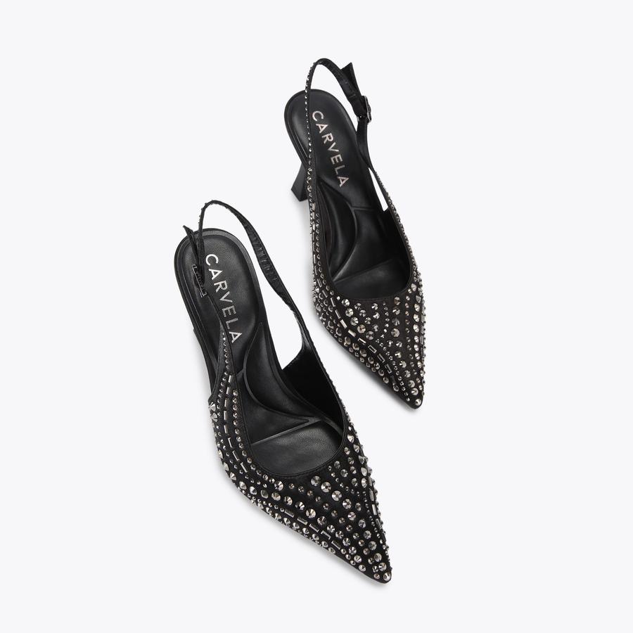カルヴェン carven キャミソール 黒 34 新品未使用 CATWALK SLING Black Studded Slingback Heel by CARVELA