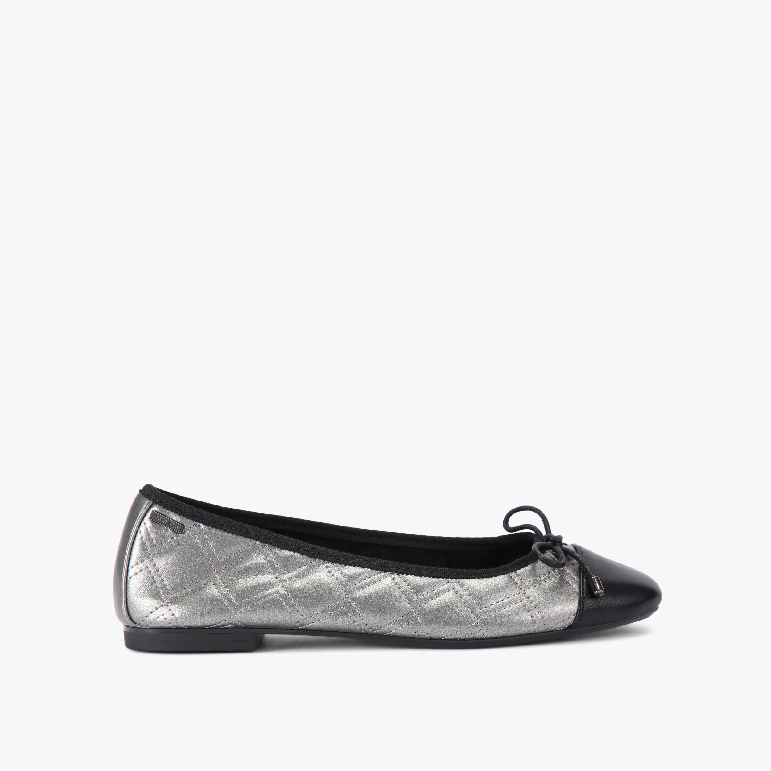 PRIMA BALLET Silver Quilted Slip On Flat by CARVELA
