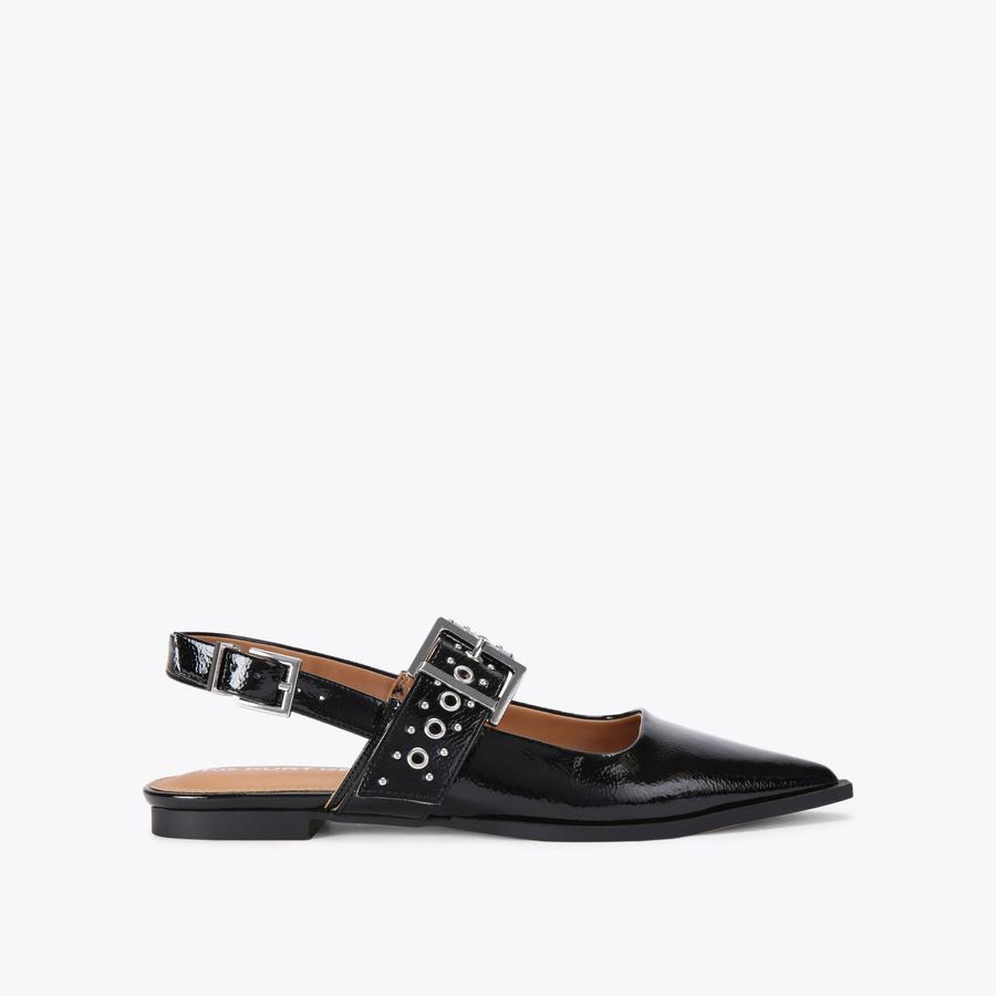 NOVA Black Patent Buckle Flat by KG KURT GEIGER
