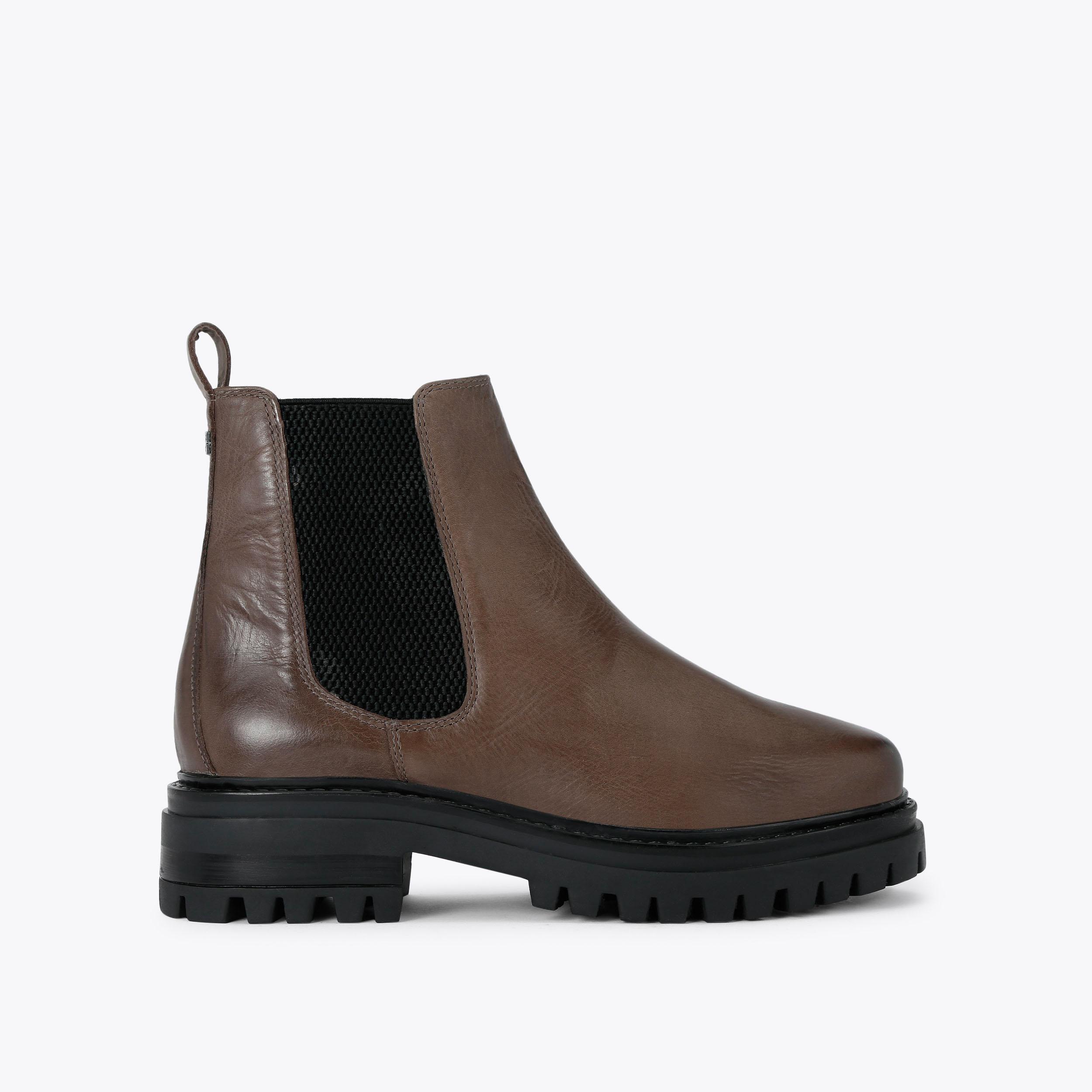 TEDDY Brown Leather Chelsea Boot by KG KURT GEIGER