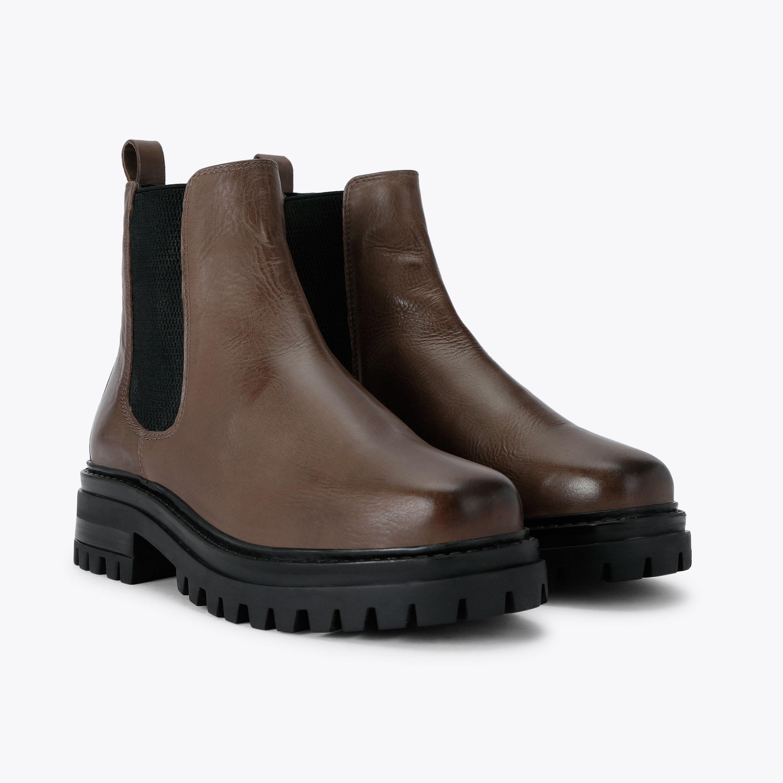 TEDDY Brown Leather Chelsea Boot by KG KURT GEIGER