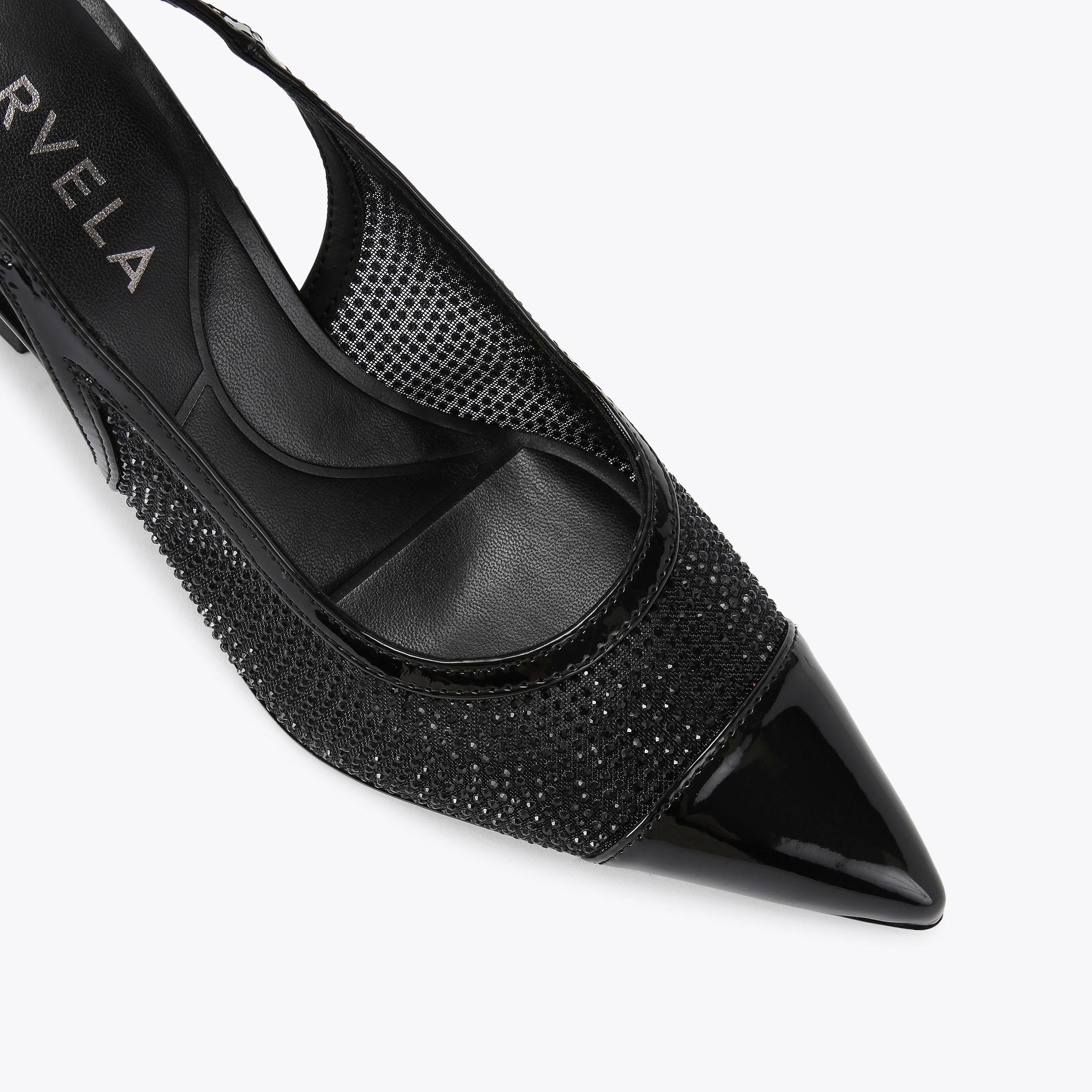 MIDNIGHT SLING Black Fabric Heel by CARVELA