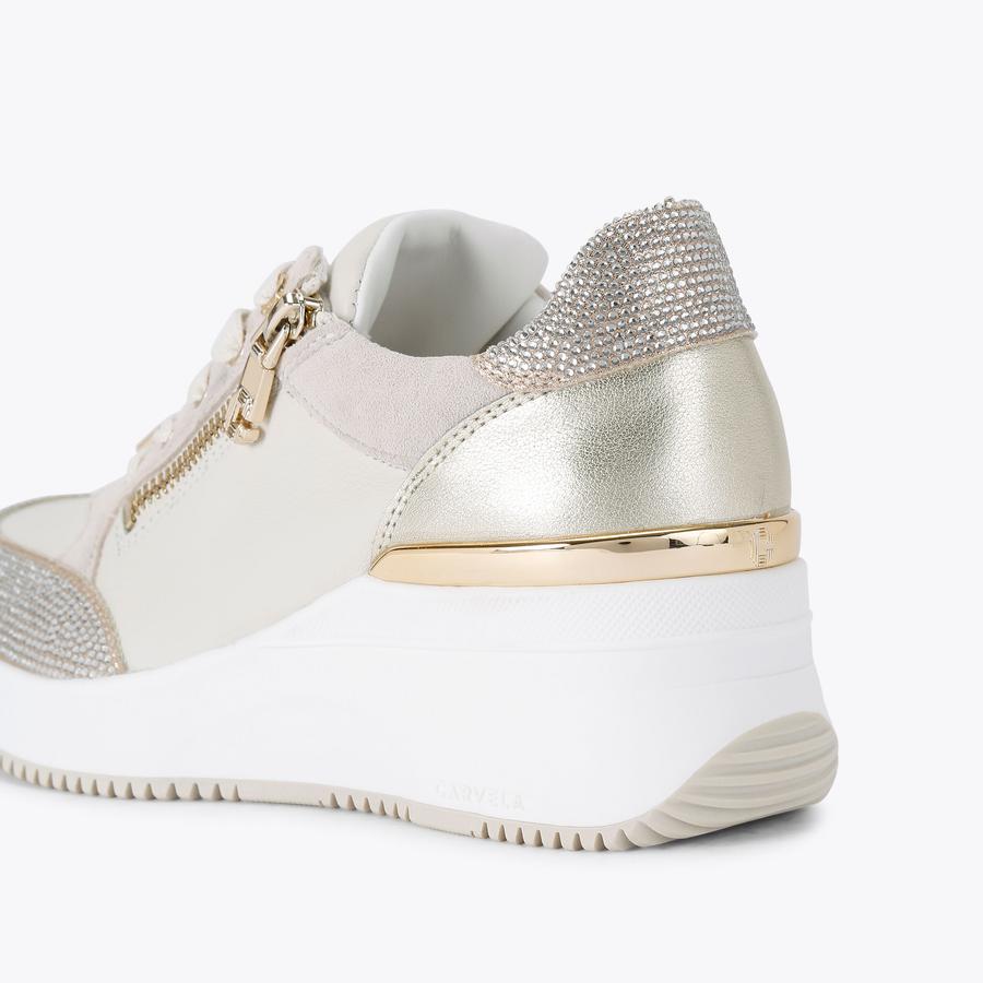 SKYLINE WEDGE SNEAKER Bone Lace Up Trainer by CARVELA