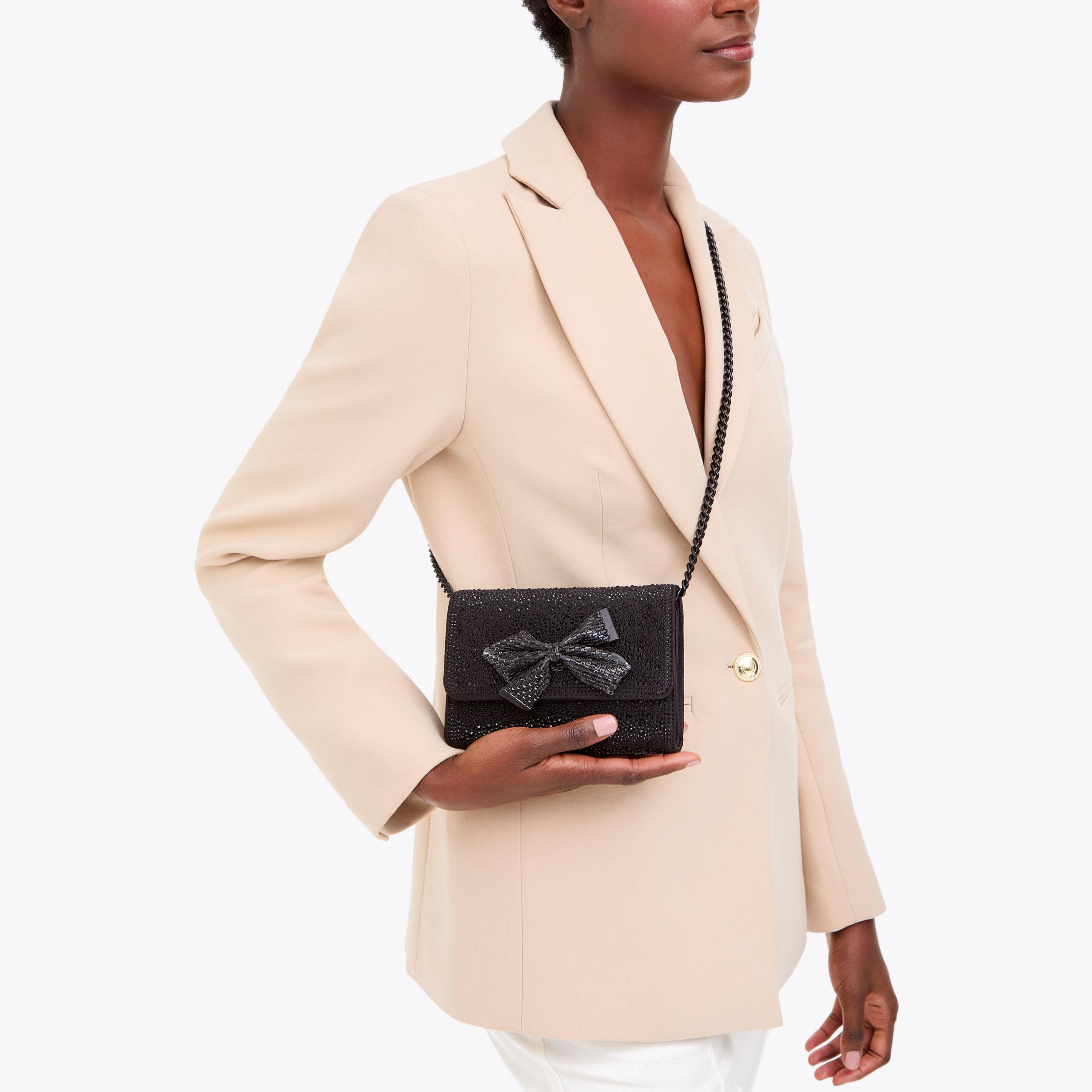 REGAL BOW SHOULDER Black Crystal Regal Bow Shoulder by CARVELA