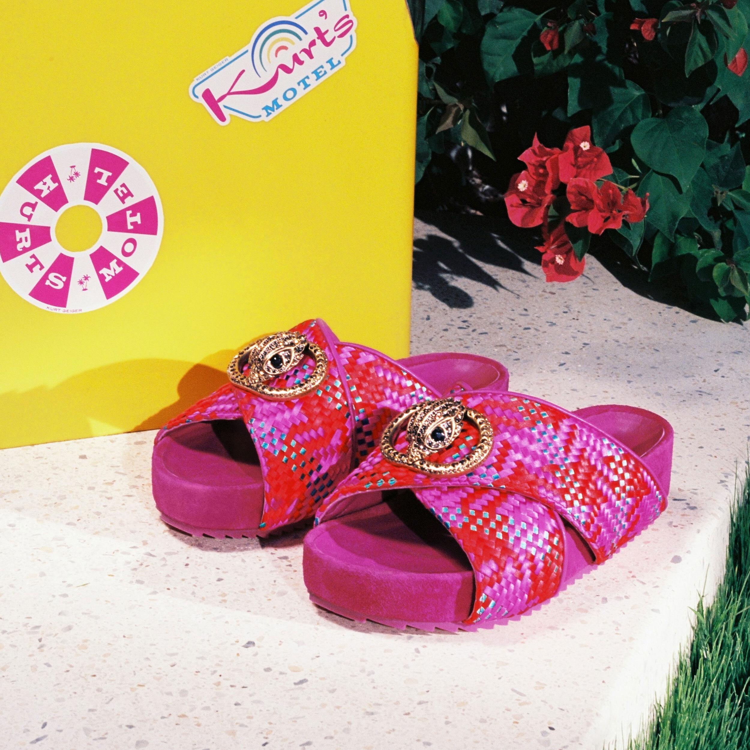 CHELSEA CROSS STRAP Fuchsia Woven Slip On Sandal by KURT