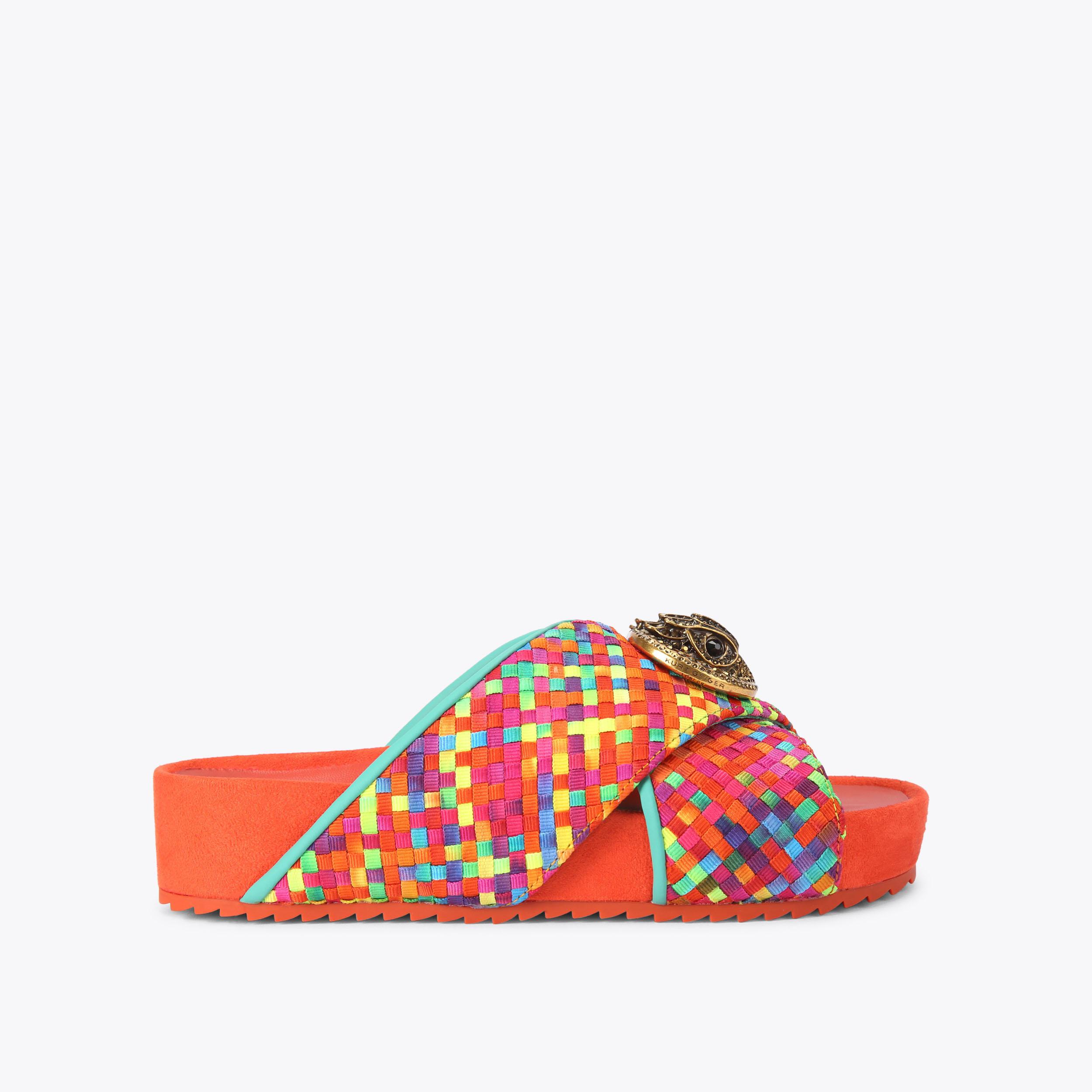 CHELSEA CROSS STRAP Fuchsia Woven Slip On Sandal by KURT GEIGER LONDON