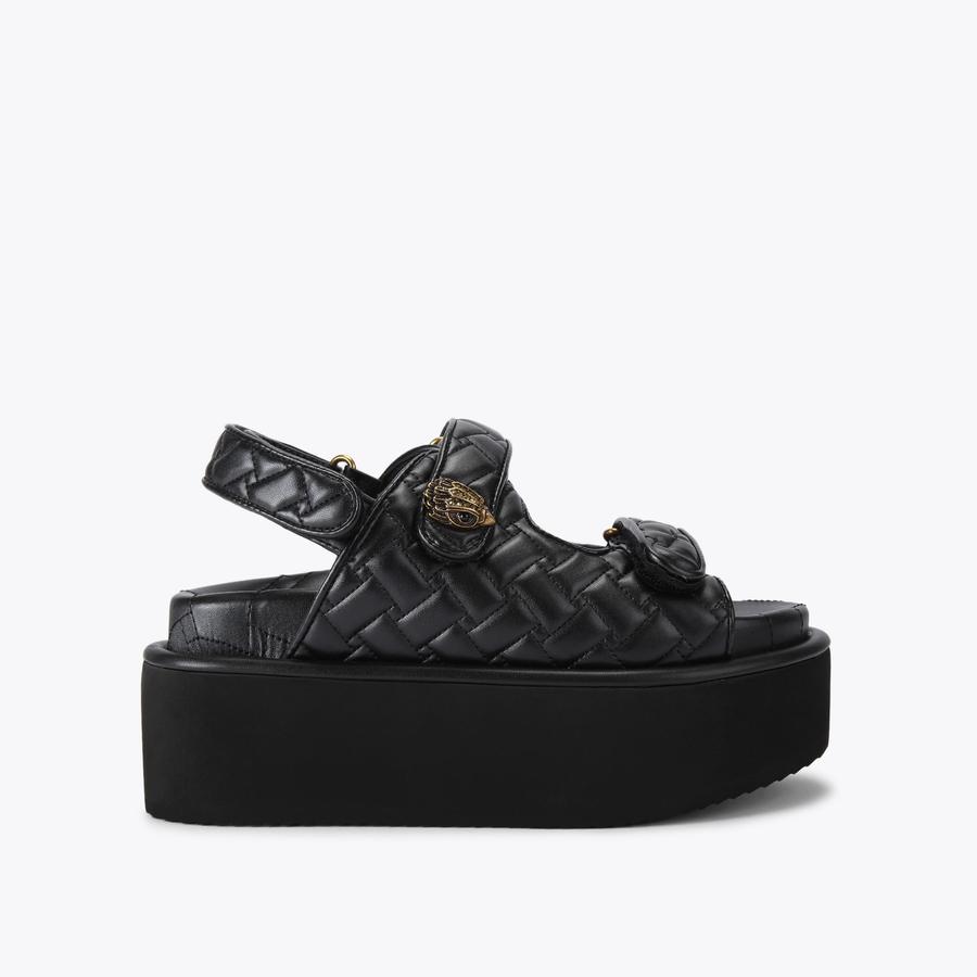 ORSON PUMP Black Quilted Flatform Sandal by KURT GEIGER LONDON
