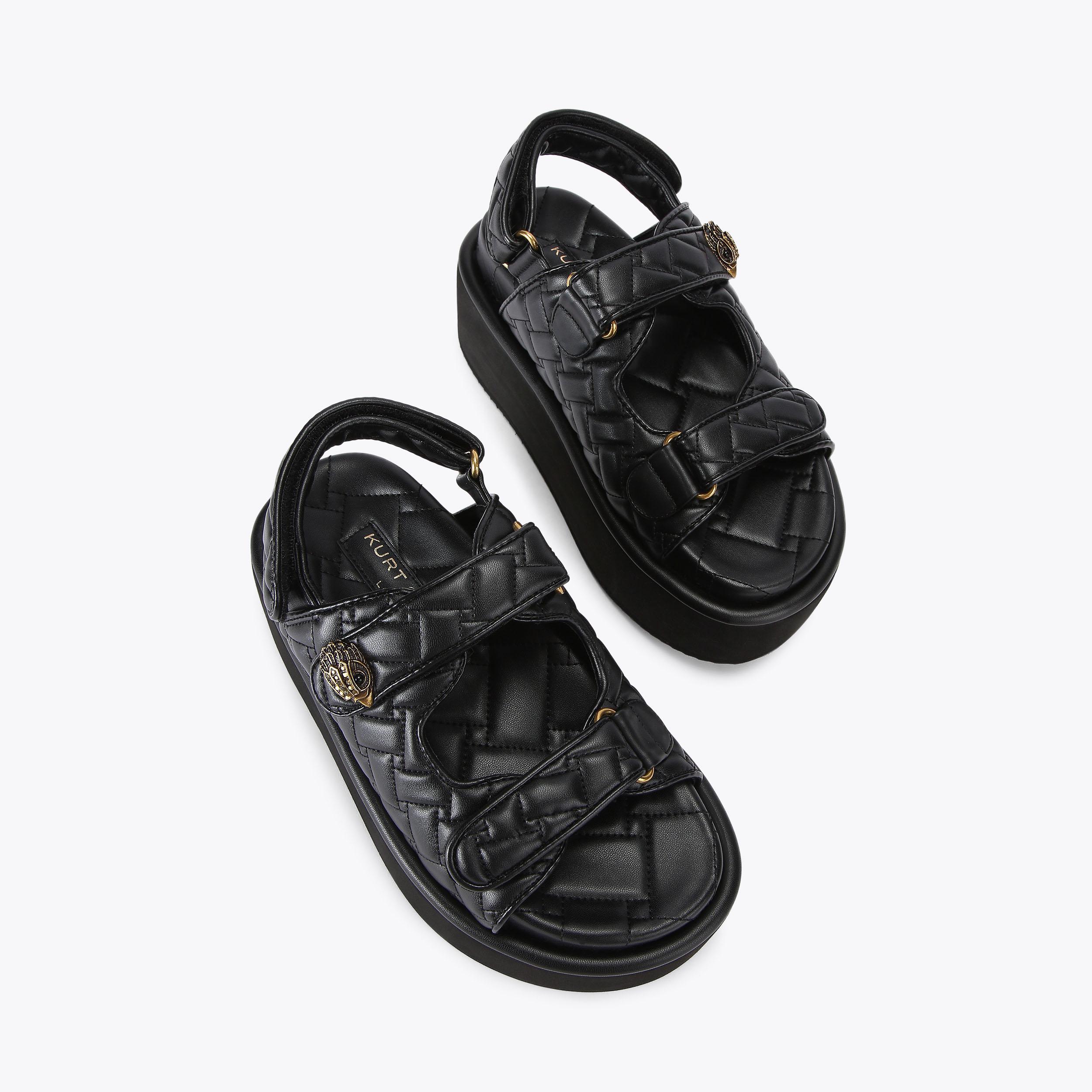 ORSON PUMP Black Quilted Flatform Sandal by KURT GEIGER LONDON
