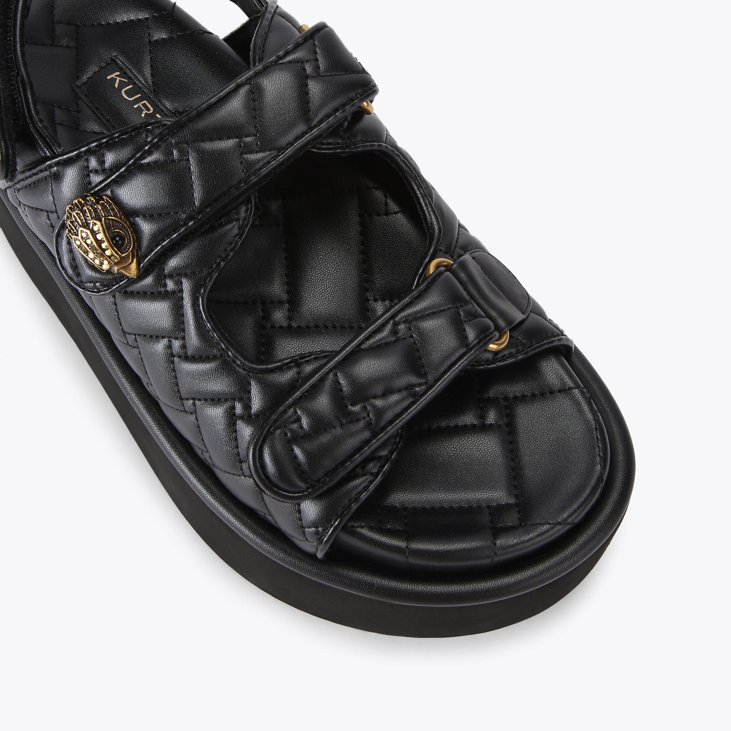 ORSON PUMP Black Quilted Flatform Sandal by KURT GEIGER LONDON