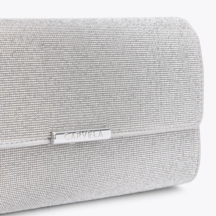 LARGE GALA CLUTCH 2 Silver Clutch Bag by CARVELA