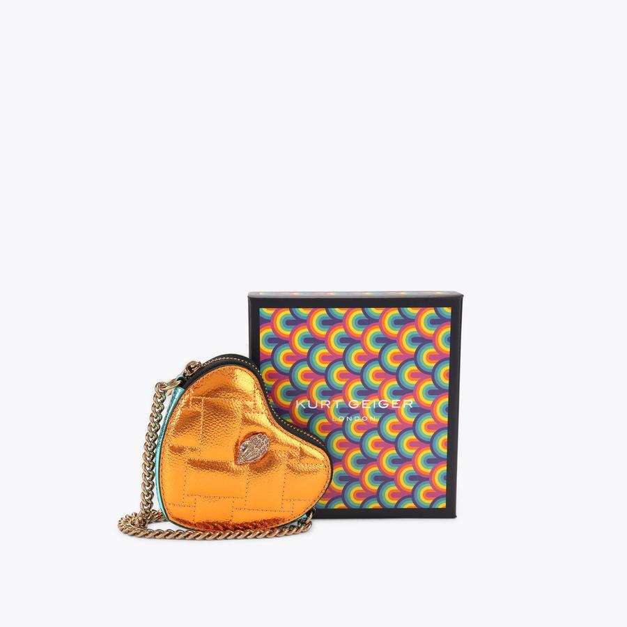 MICRO HEART CROSS BODY Metallic Quilted Micro Heart Cross Body by