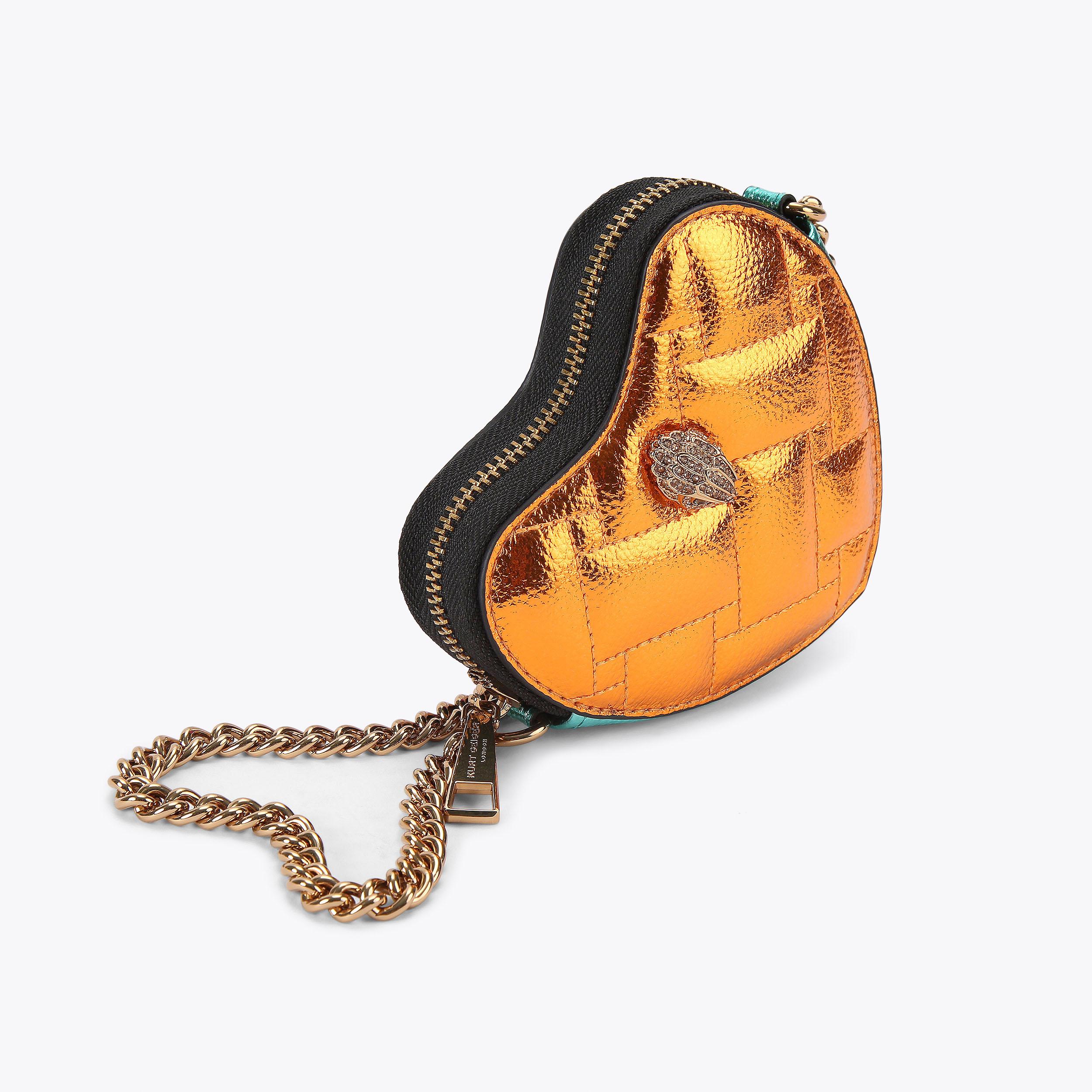 MICRO HEART CROSS BODY Metallic Quilted Micro Heart Cross Body by