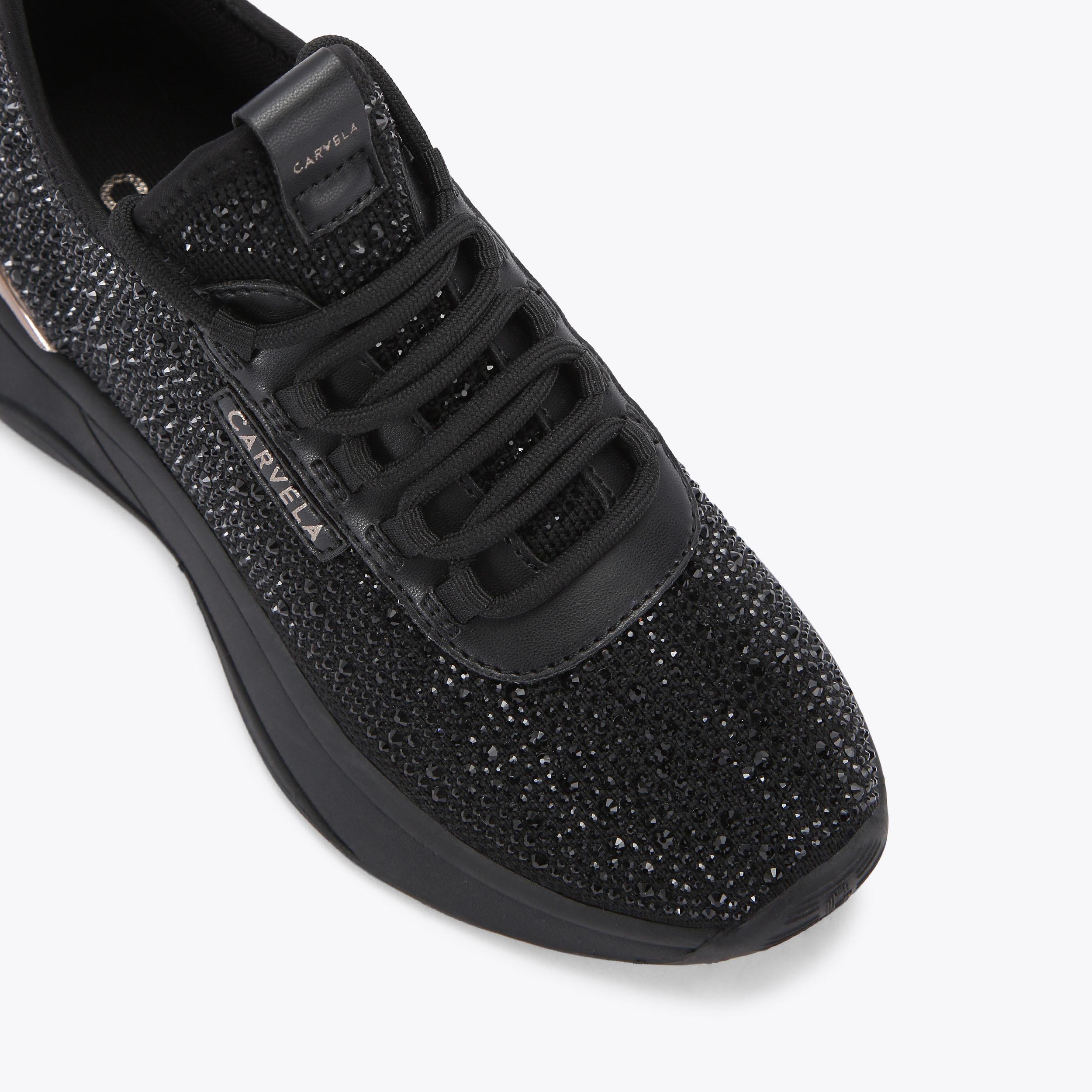 SWIFT JEWEL RUNNER Black Crystal Trainer by CARVELA