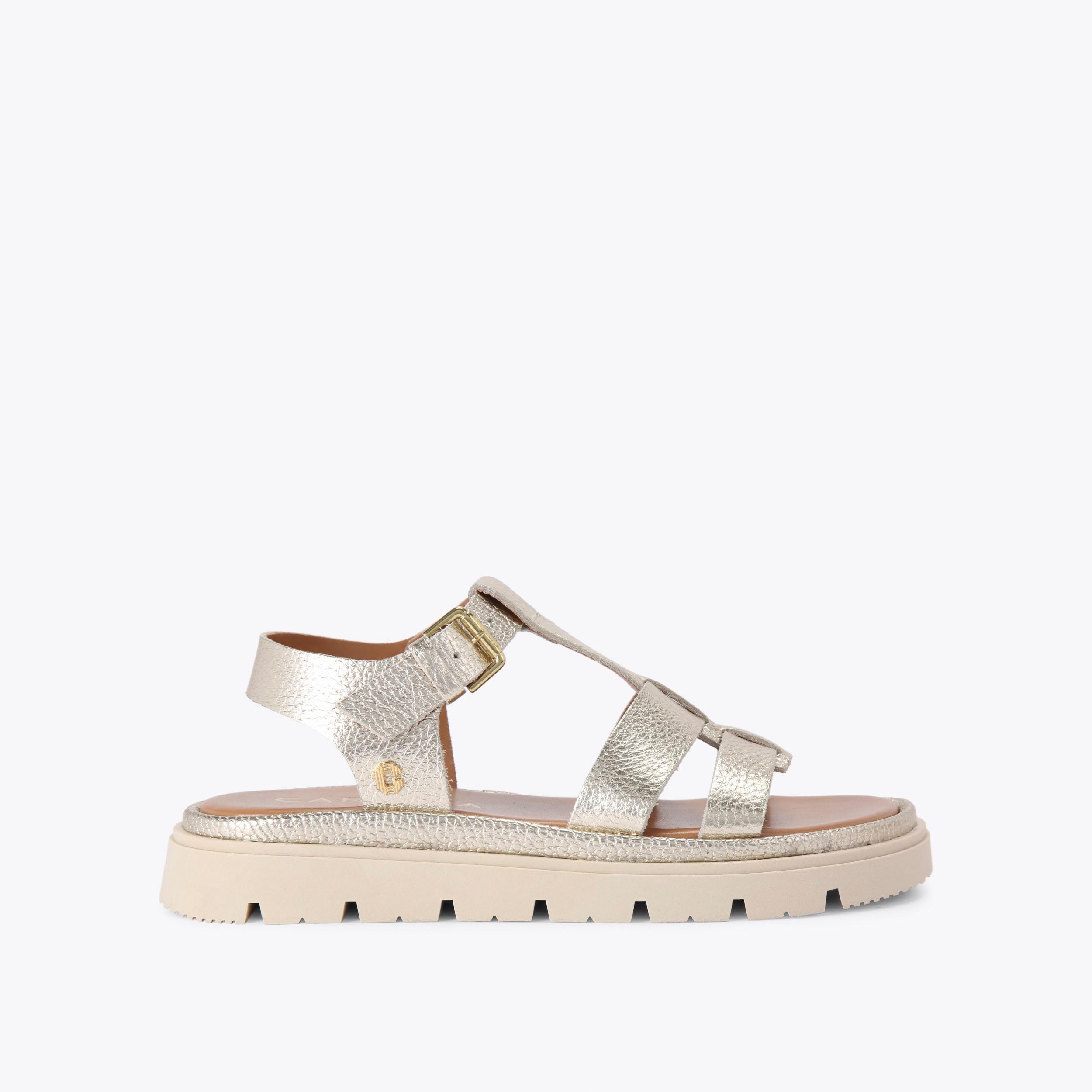 PAVILION T BAR Gold Leather Fisherman Sandal by CARVELA COMFORT
