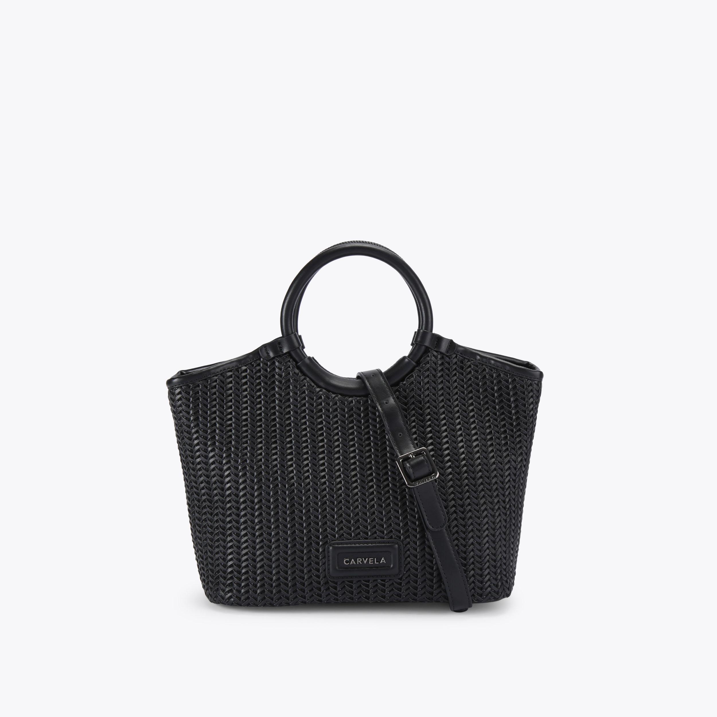 Topshop black weave bag sale