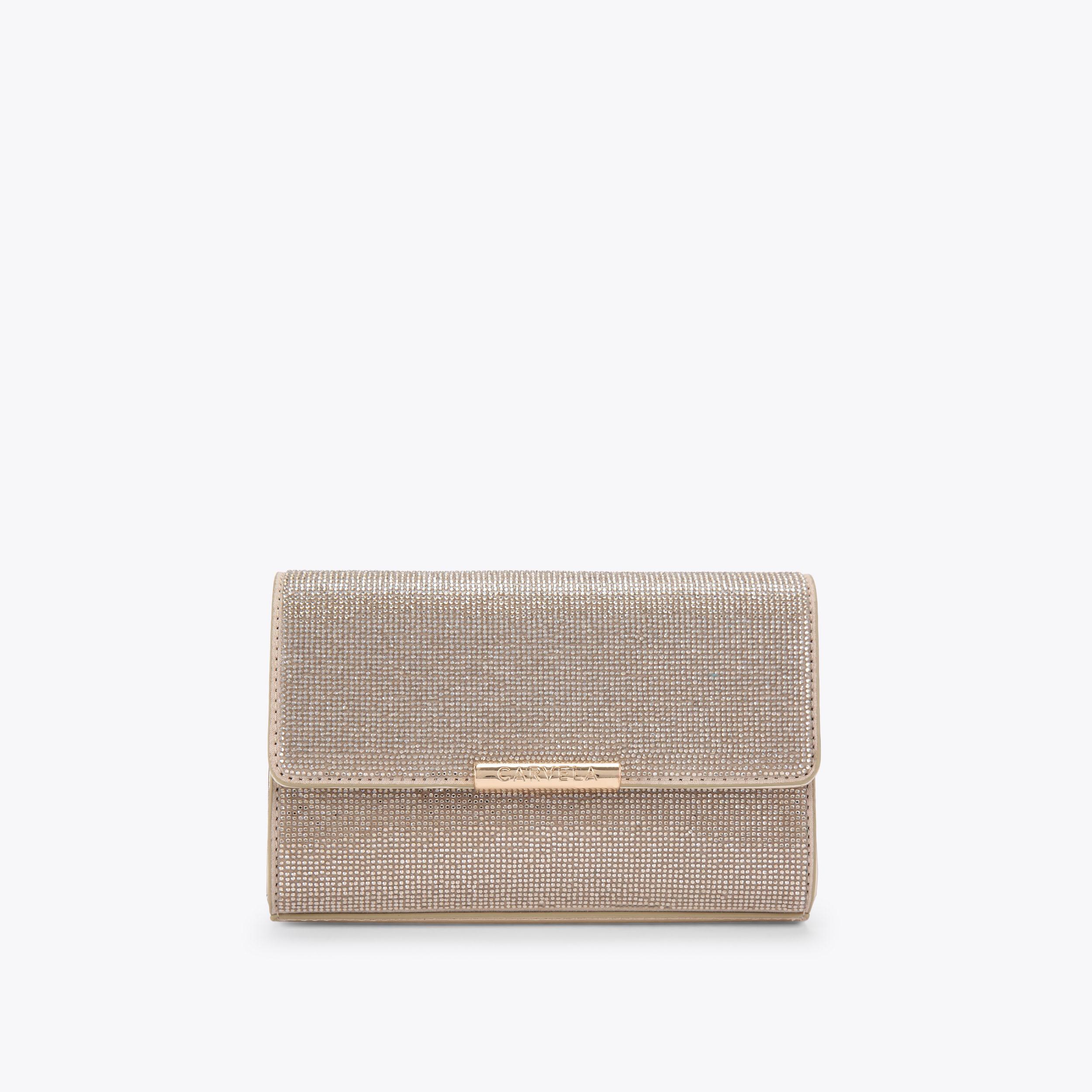 Nude gold clutch bag deals