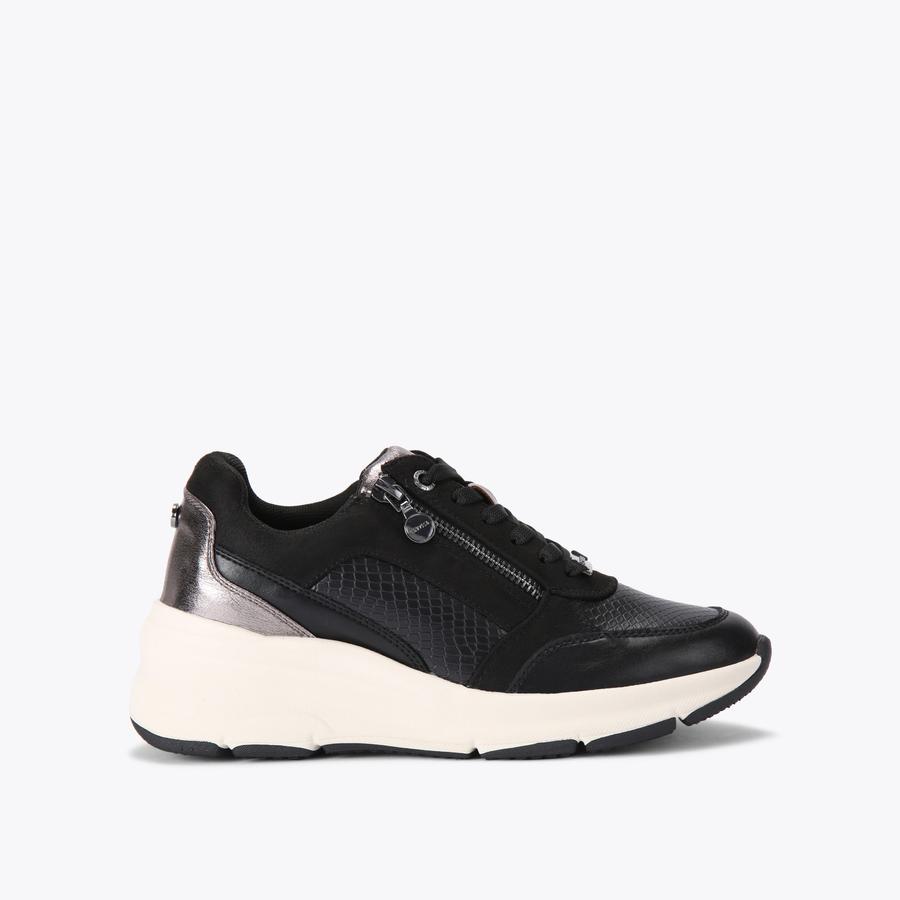 STRIDE ZIP SNEAKER Black Lace Up Sneaker by CARVELA