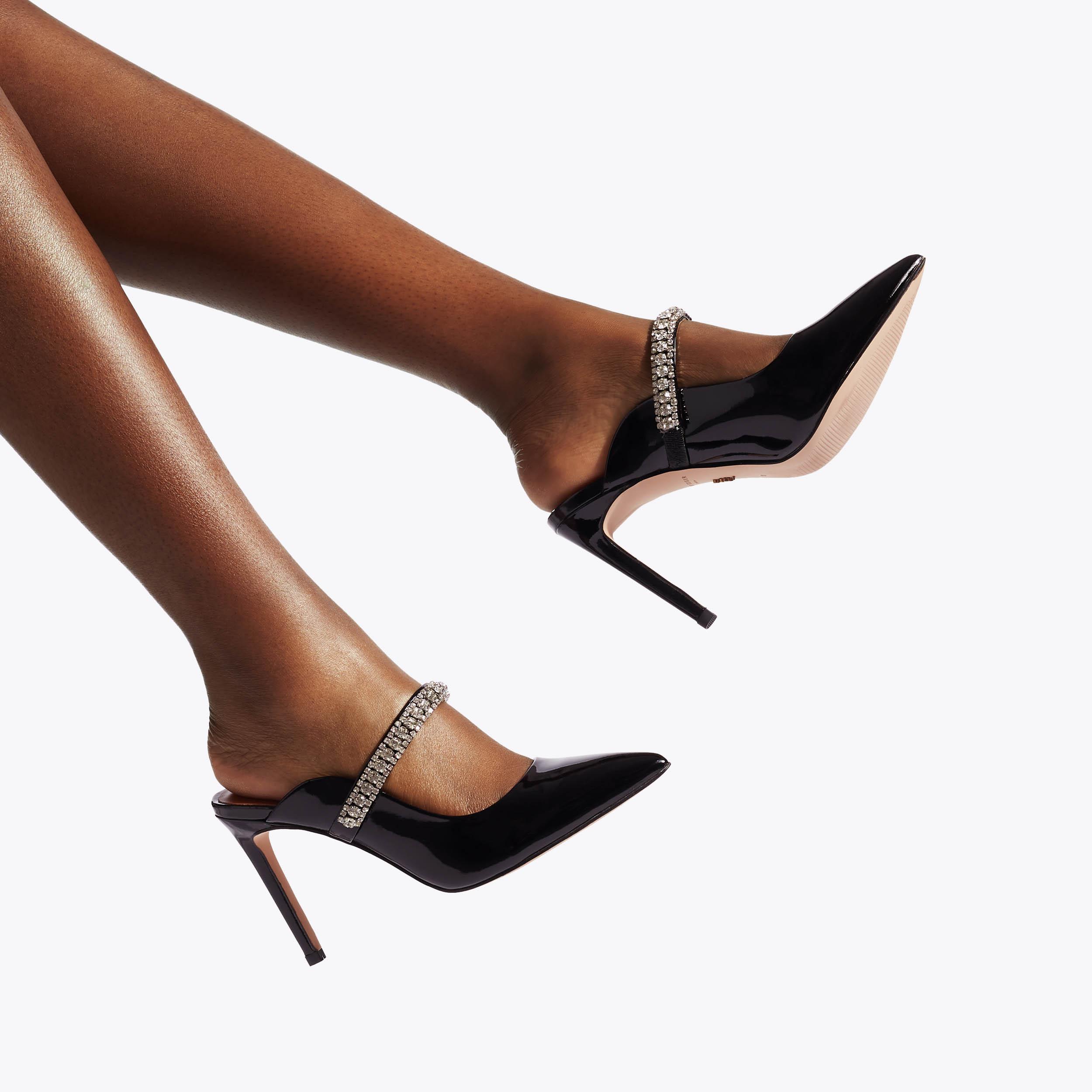 DUKE Black Embellished Stiletto Heel Mules by KURT GEIGER LONDON