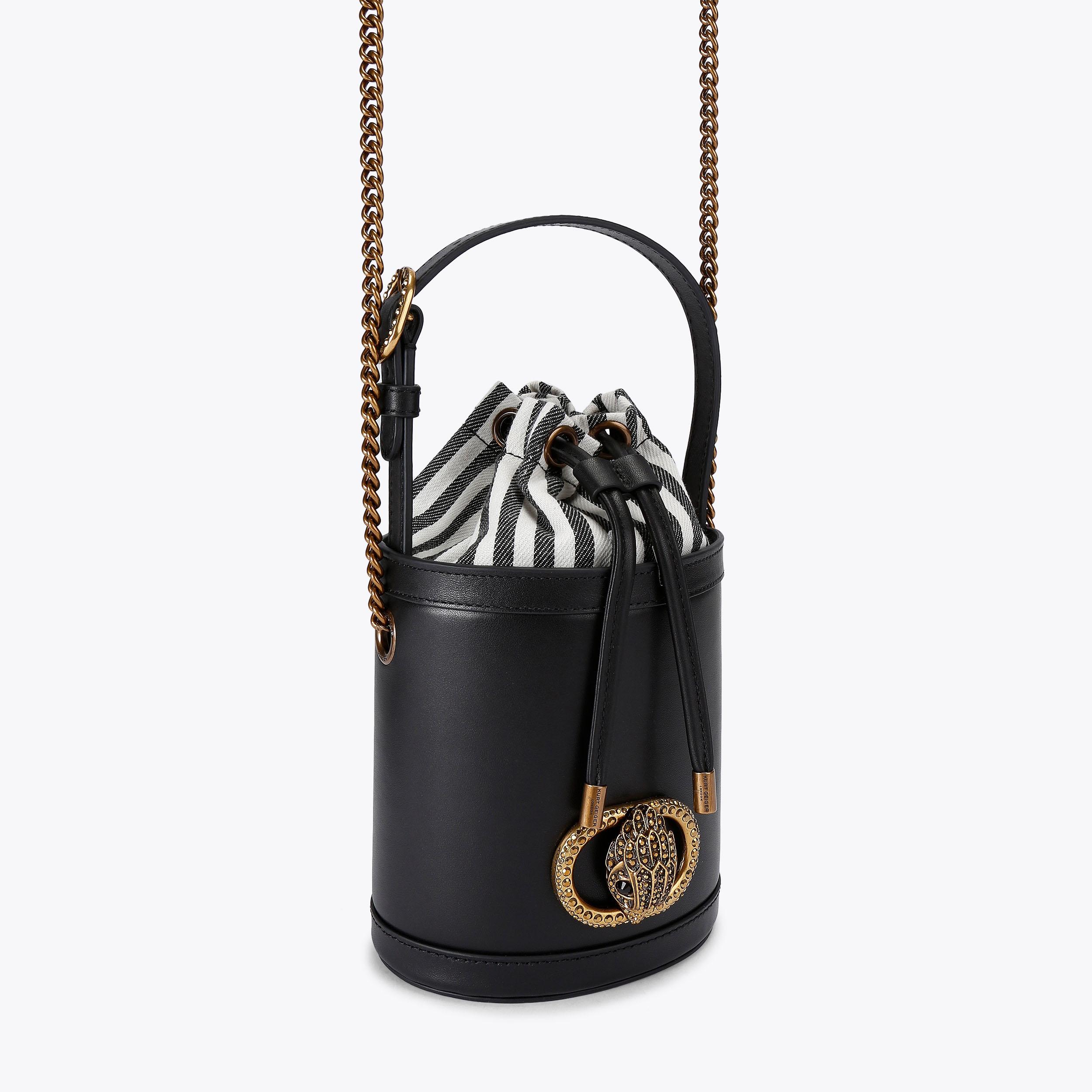 SM CHELSEA ROUND BUCKET Black Bucket Bag by KURT GEIGER LONDON
