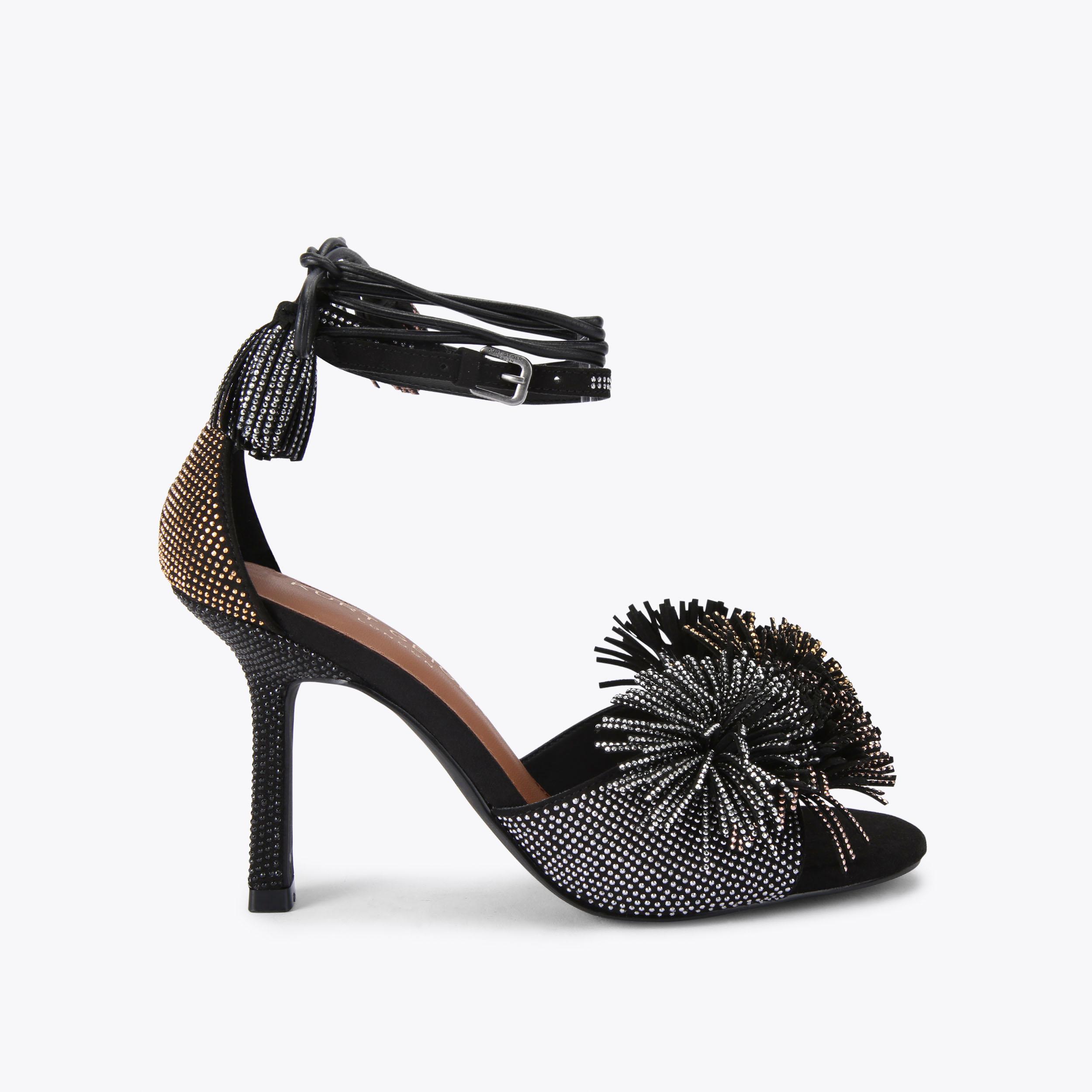 carvela by kurt geiger POM POM ANKLE TIE SANDAL Crystal Embellished High Heels by KURT GEIGER LONDON