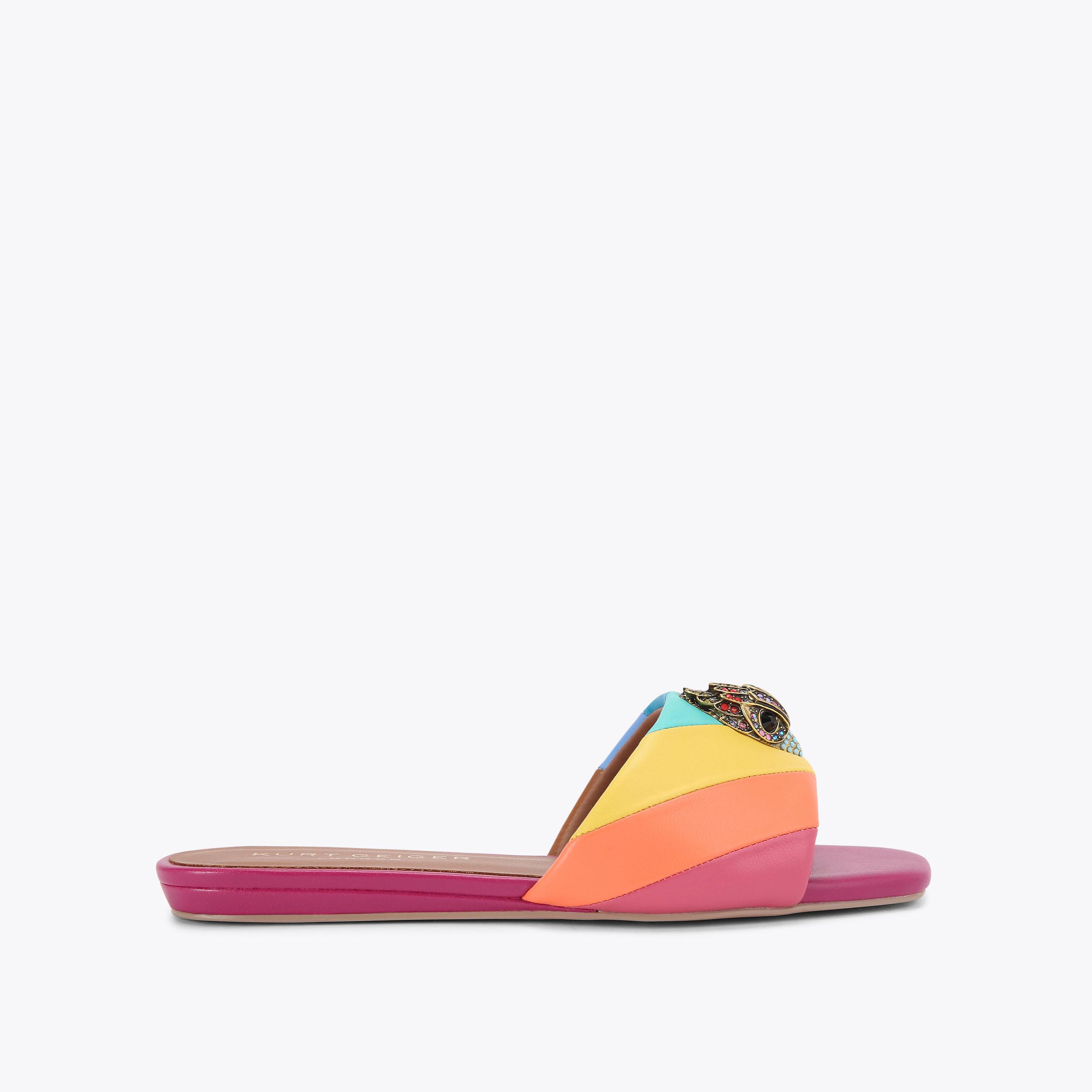 carvela by kurt geiger KENSINGTON FLAT SANDAL Rainbow Stripe Slip On Sandal by KURT GEIGER LONDON