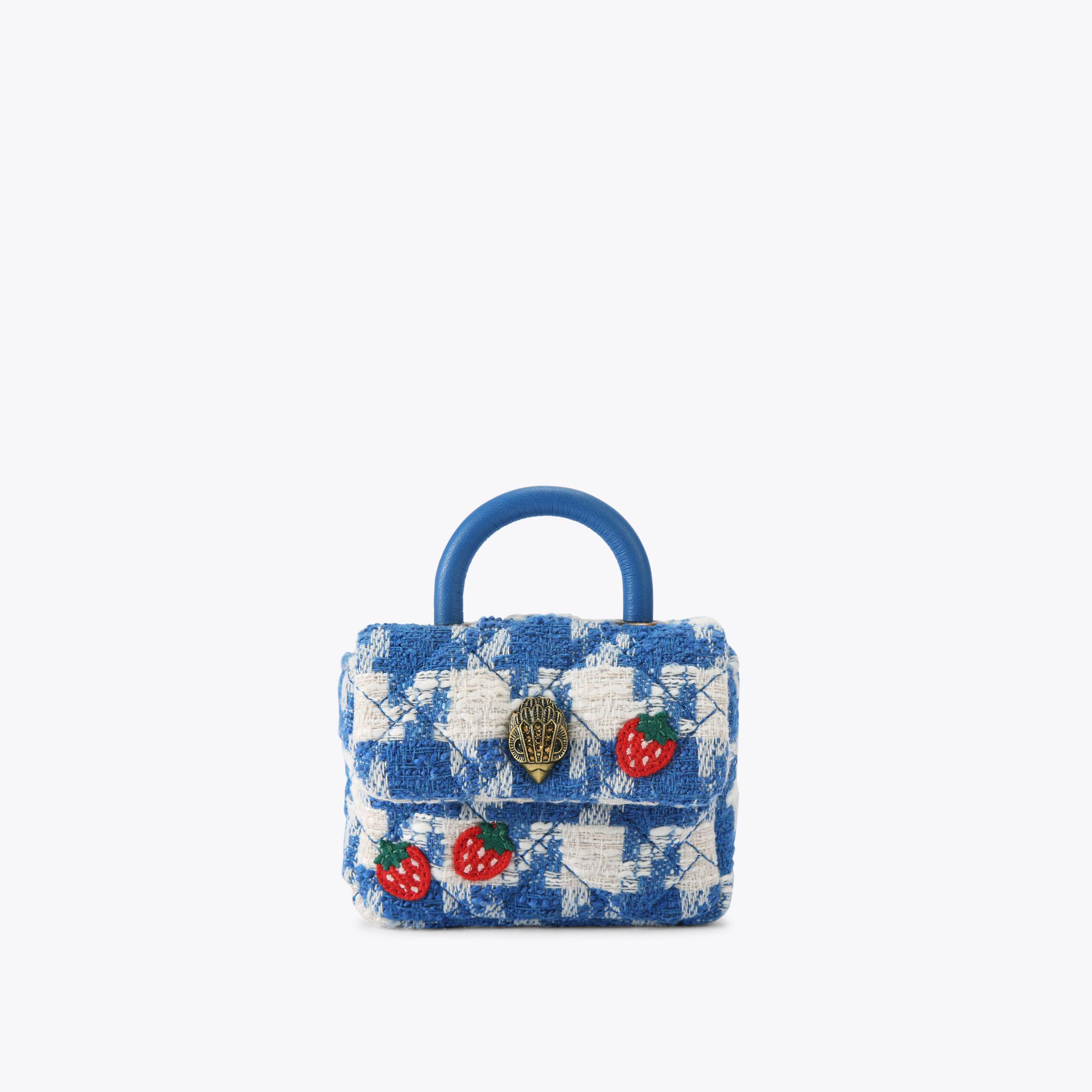 carvela by kurt geiger HANDLE MICRO KENSINGTON Blue Strawberry Tweed Micro Bag by KURT GEIGER LONDON