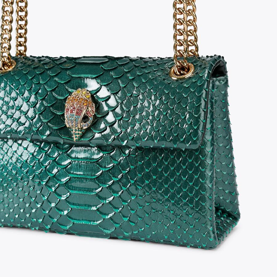 LEATHER MD KENSINGTON Green Metallic Leather Embossed