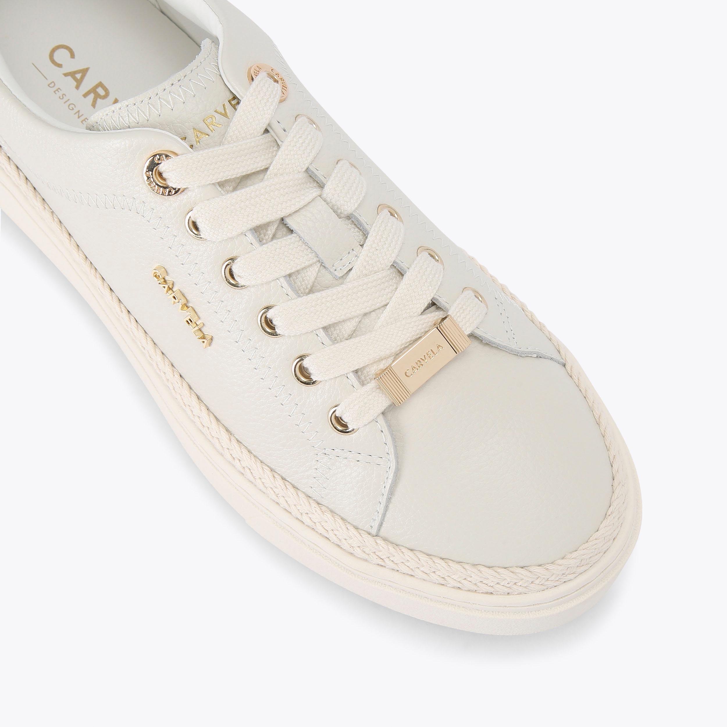 靴 SHEER NY TAFFETA SKIN COVERED TRAINER EXPLORER Bone Lace Up Ankle Boot by CARVELA