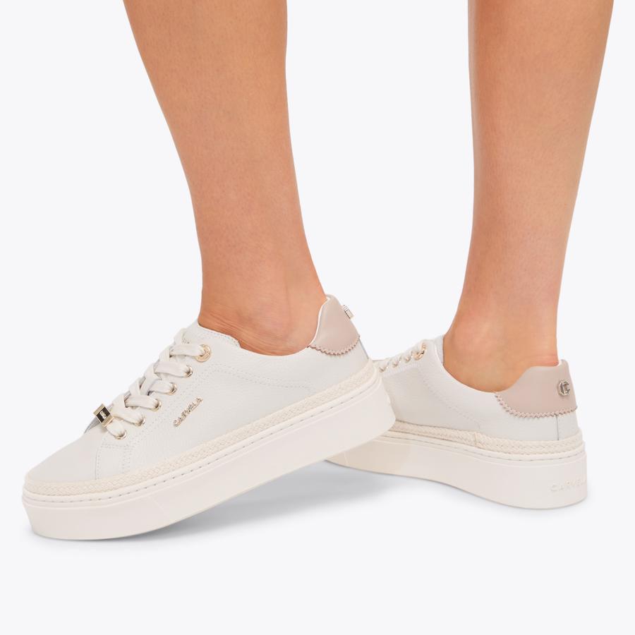 靴 SHEER NY TAFFETA SKIN COVERED TRAINER EXPLORER Bone Lace Up Ankle Boot by CARVELA