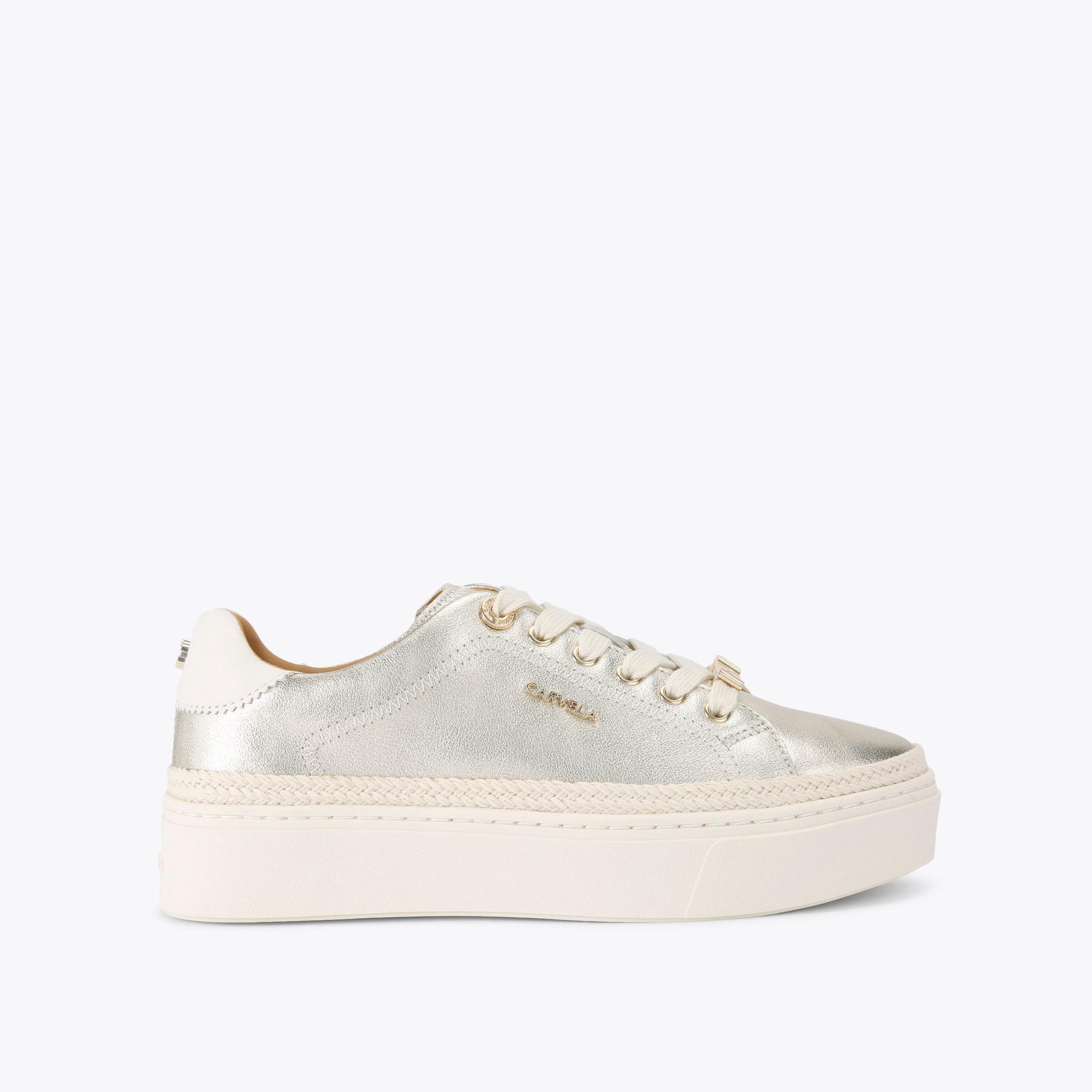 carvela by kurt geiger CAPRESE SNEAKER Gold Leather Lace Up Trainer by CARVELA