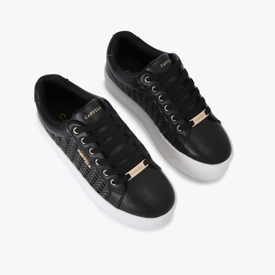 SARDINIA SNEAKER Black Woven Lace Up Trainer by CARVELA